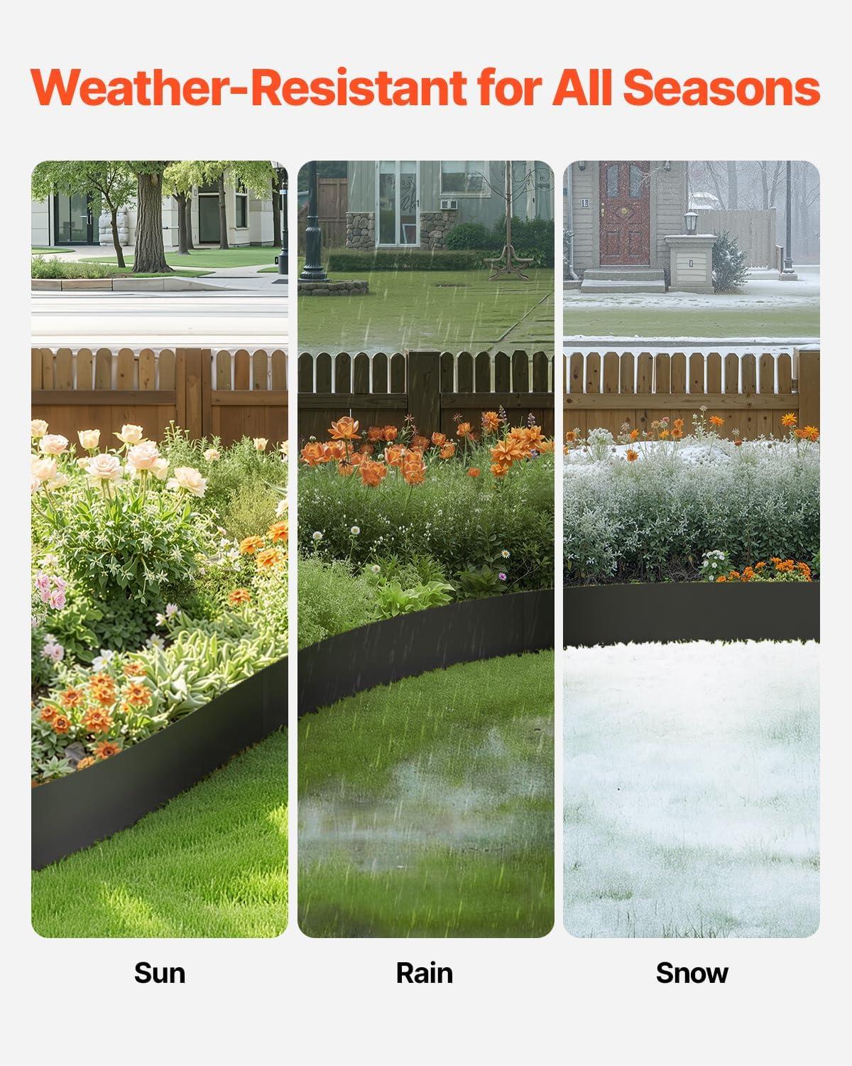 imageVEVOR Steel Landscape Edging 6 Packs 40 x 6 in RustResistant Metal Landscape Edging Bendable Garden Edging Border Heavy Duty Lawn Edging EasytoInstall Flower Bed Yard Pathway Divider Black40 L x 6 H 6 Pack