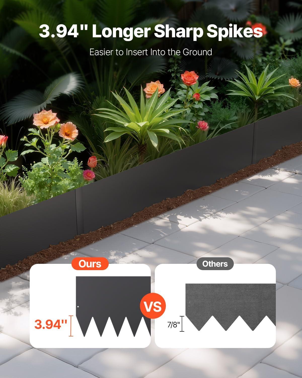 imageVEVOR Steel Landscape Edging 6 Packs 40 x 6 in RustResistant Metal Landscape Edging Bendable Garden Edging Border Heavy Duty Lawn Edging EasytoInstall Flower Bed Yard Pathway Divider Black40 L x 12 H 4 Pack