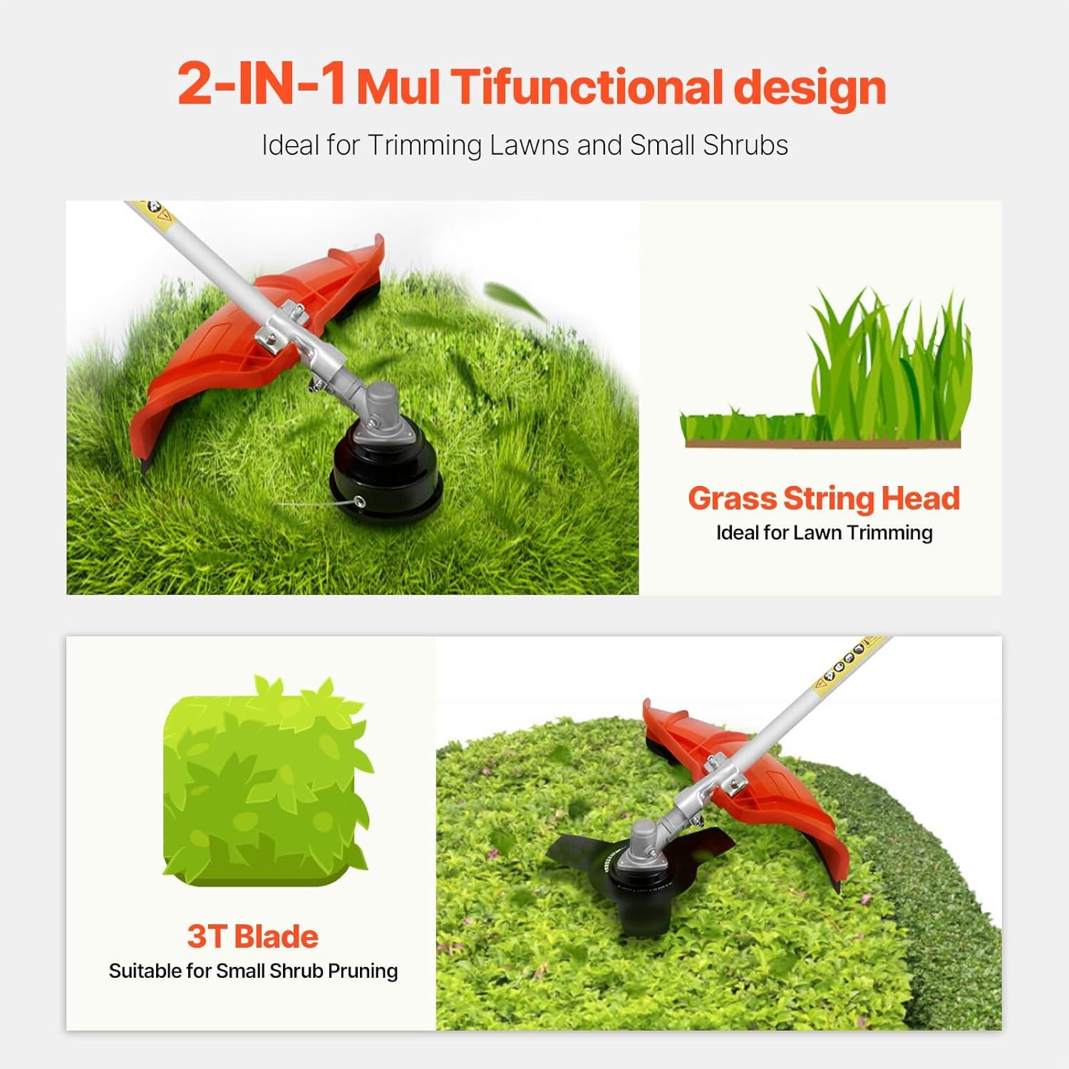 imageVEVOR String Trimmer 252CC 2Stroke Gas Powered Weed Wacker 169quot Cordless Grass Trimmer MultiFunctional Lawn Edger with Shoulder Strap ampamp 3T Blade Weed Eater for Quick Grass Cleaning