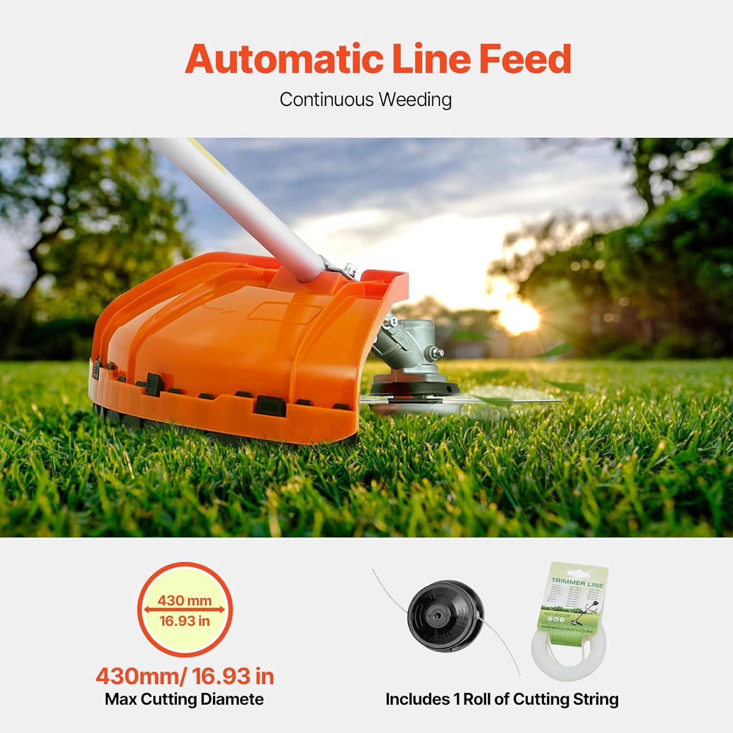 imageVEVOR String Trimmer 252CC 2Stroke Gas Powered Weed Wacker 169quot Cordless Grass Trimmer MultiFunctional Lawn Edger with Shoulder Strap ampamp 3T Blade Weed Eater for Quick Grass Cleaning