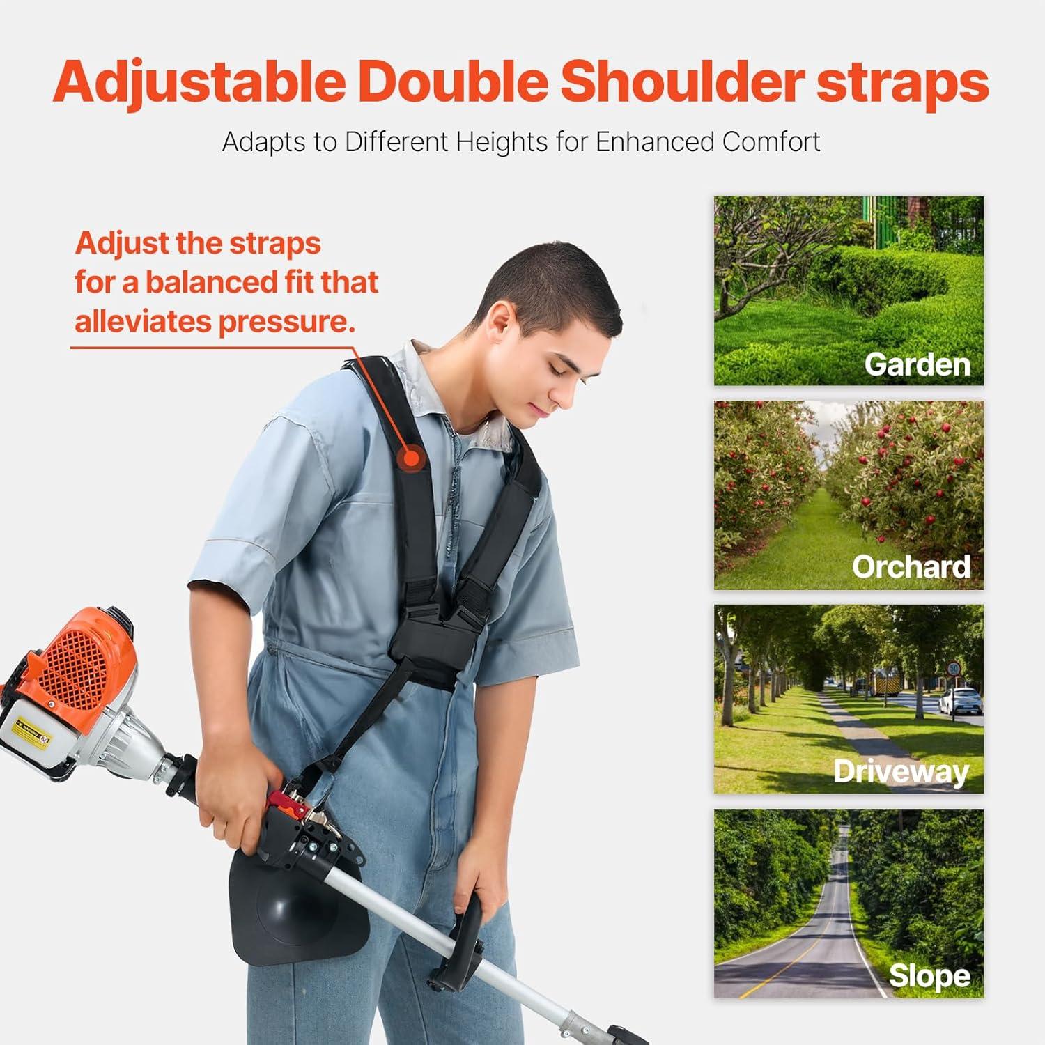 imageVEVOR String Trimmer 252CC 2Stroke Gas Powered Weed Wacker 169quot Cordless Grass Trimmer MultiFunctional Lawn Edger with Shoulder Strap ampamp 3T Blade Weed Eater for Quick Grass Cleaning