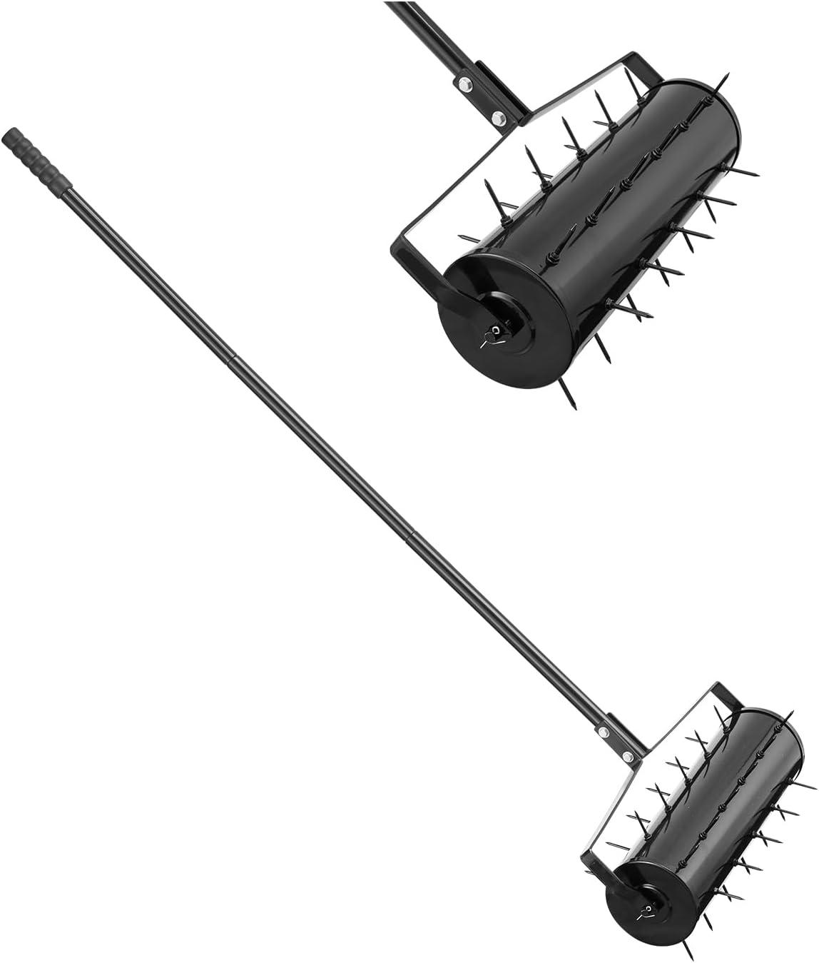 imageVEVOR Tow Behind Plug Aerator 40Inch Tow Behind Lawn Plug Aerator with Universal Hitch Pull Behind Aerator with Iron Spikes Alternately Arranged Lawn Aerator Tow Behind for Gardens Lawns FarmsRolling