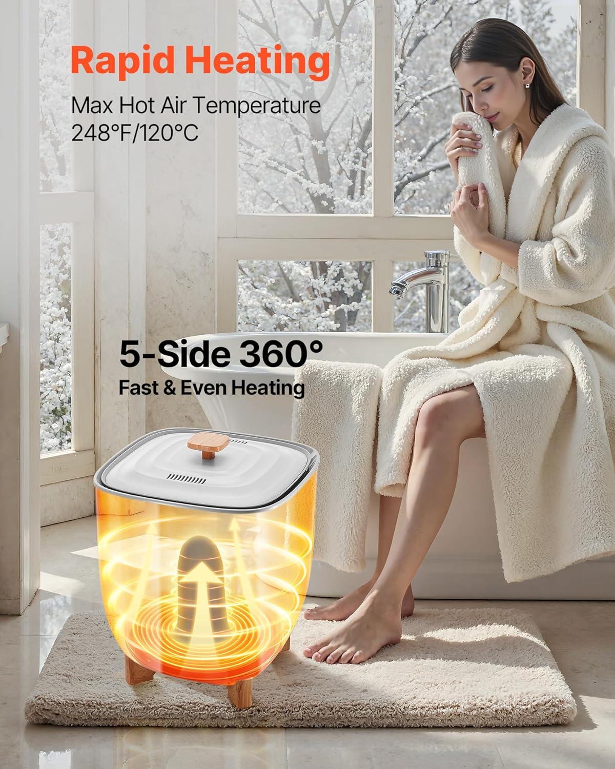 imageVEVOR Towel Warmers for Bathroom 25 L Towel Warmer Bucket with Auto Shut Off for Spa Fits up to 5 Oversized Towels Blankets Clothes Bathrobes PJs and MoreGray