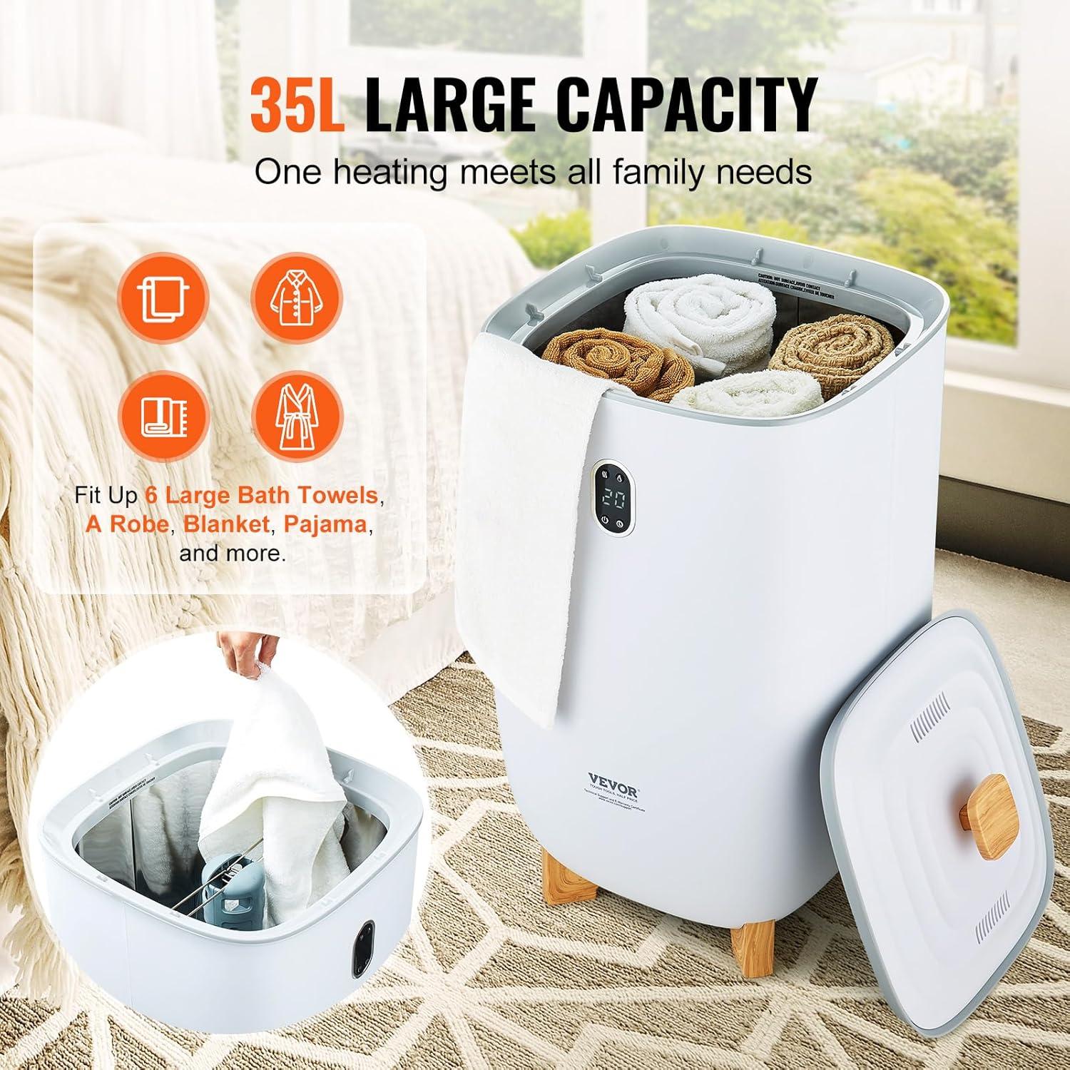 imageVEVOR Towel Warmers for Bathroom 25 L Towel Warmer Bucket with Auto Shut Off for Spa Fits up to 5 Oversized Towels Blankets Clothes Bathrobes PJs and MoreWhite