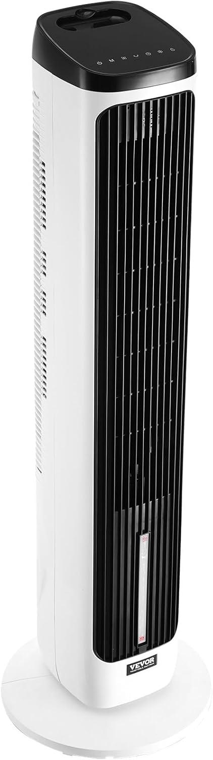 imageVEVOR Tower Fan 22 fts Velocity Quiet Floor Fan 70 Oscillating Fans for Indoors with 3 Speeds 4 Modes 12H Timer Portable Standing Bladeless Fan with Remote Control for Bedroom Office HomeEvaporative Air Cooler