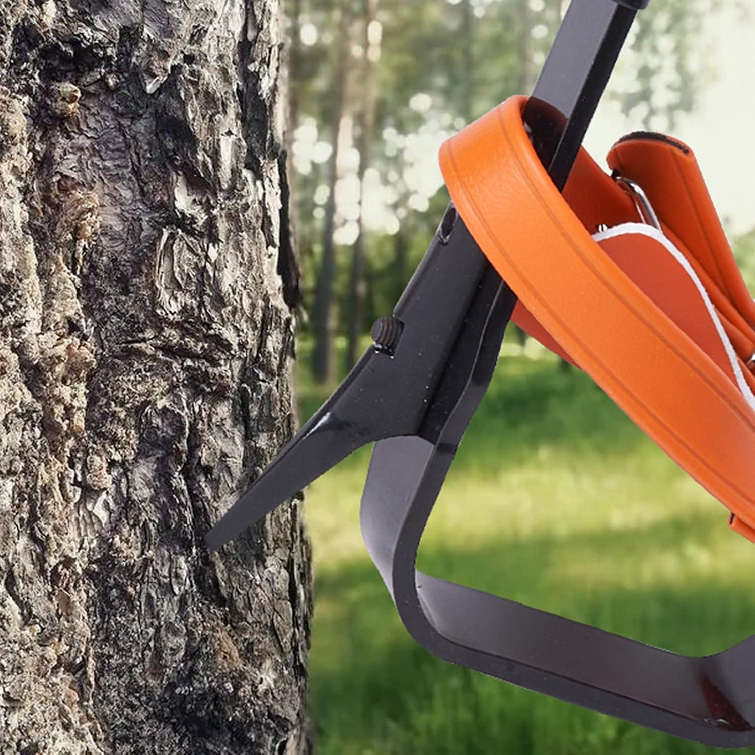 imageVEVOR Tree Climbing Spikes Set 1 Pair Alloy Steel Climbing Spurs with Safety Rope and Safety Harness 350lbs Load Capacity Tree Climbing Gear Arborist Equipment for Climbers Fruit Picking Orange