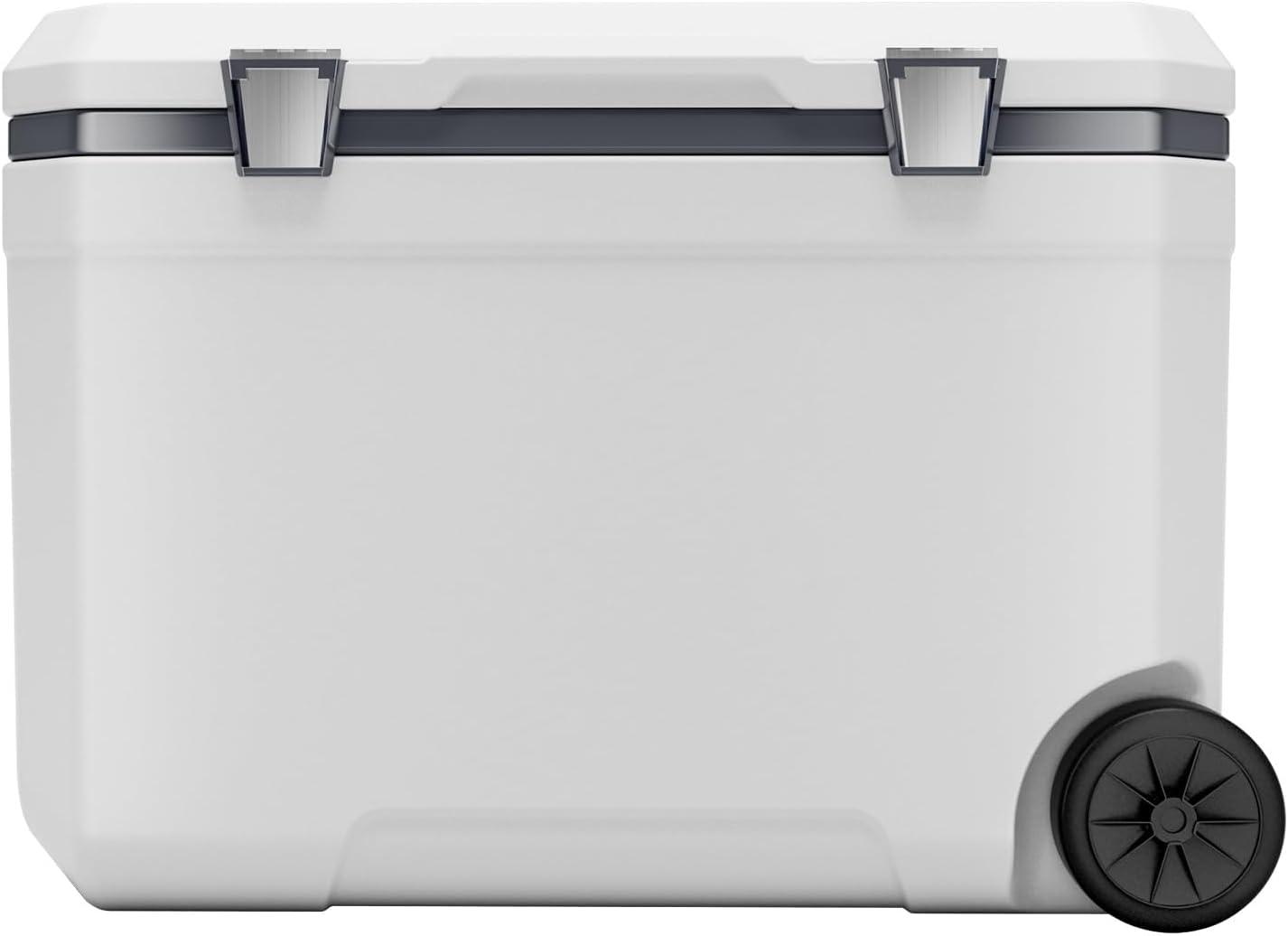 imageVEVOR UltraLight Hard Cooler Ice Retention Cooler with Heavy Duty Handle Ice Chest Lunch Box for Camping Travel Outdoor Keeps Cool for up to 6 Days 30 Lighter Than Rotomolded Coolers45QT with wheels