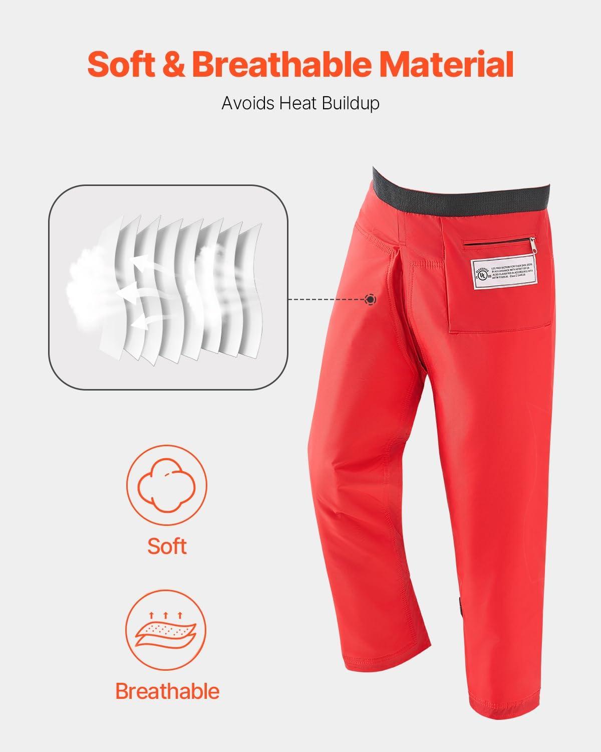 imageVEVOR Unisex Apron Style Chainsaw Chaps Class C 8 Layers Chainsaw Pants With Adjustable Belt ampamp Gear PocketRed