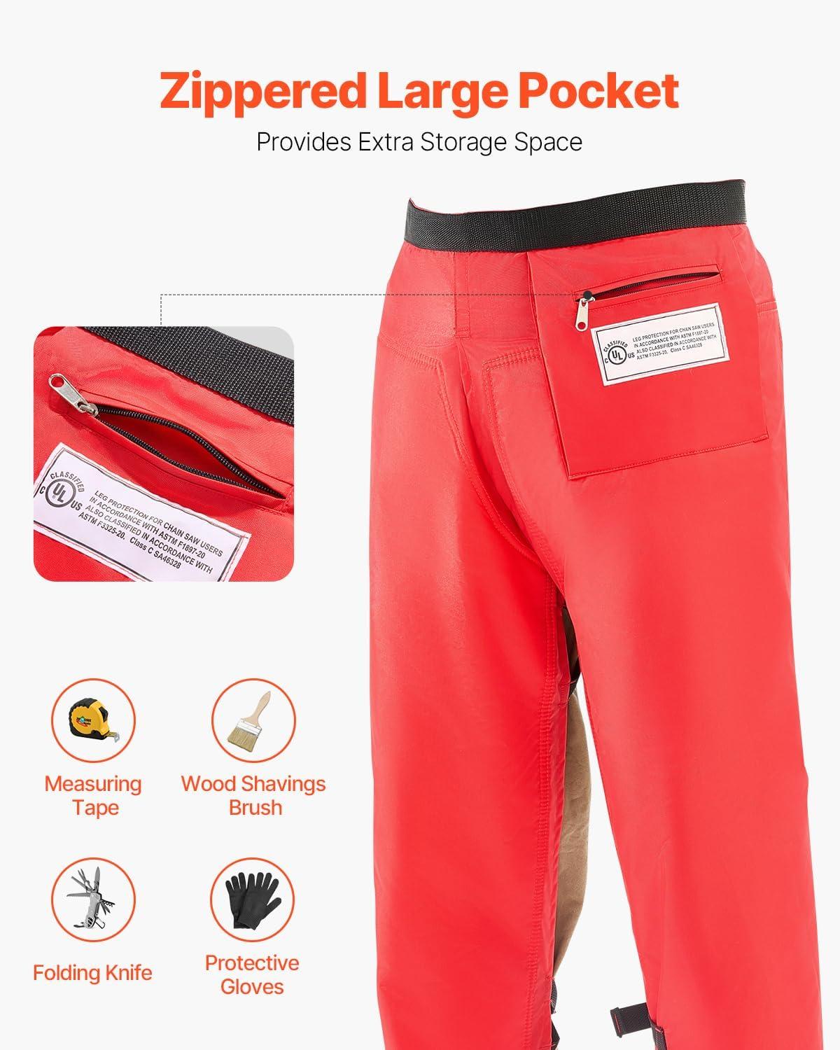 imageVEVOR Unisex Apron Style Chainsaw Chaps Class C 8 Layers Chainsaw Pants With Adjustable Belt ampamp Gear PocketRed