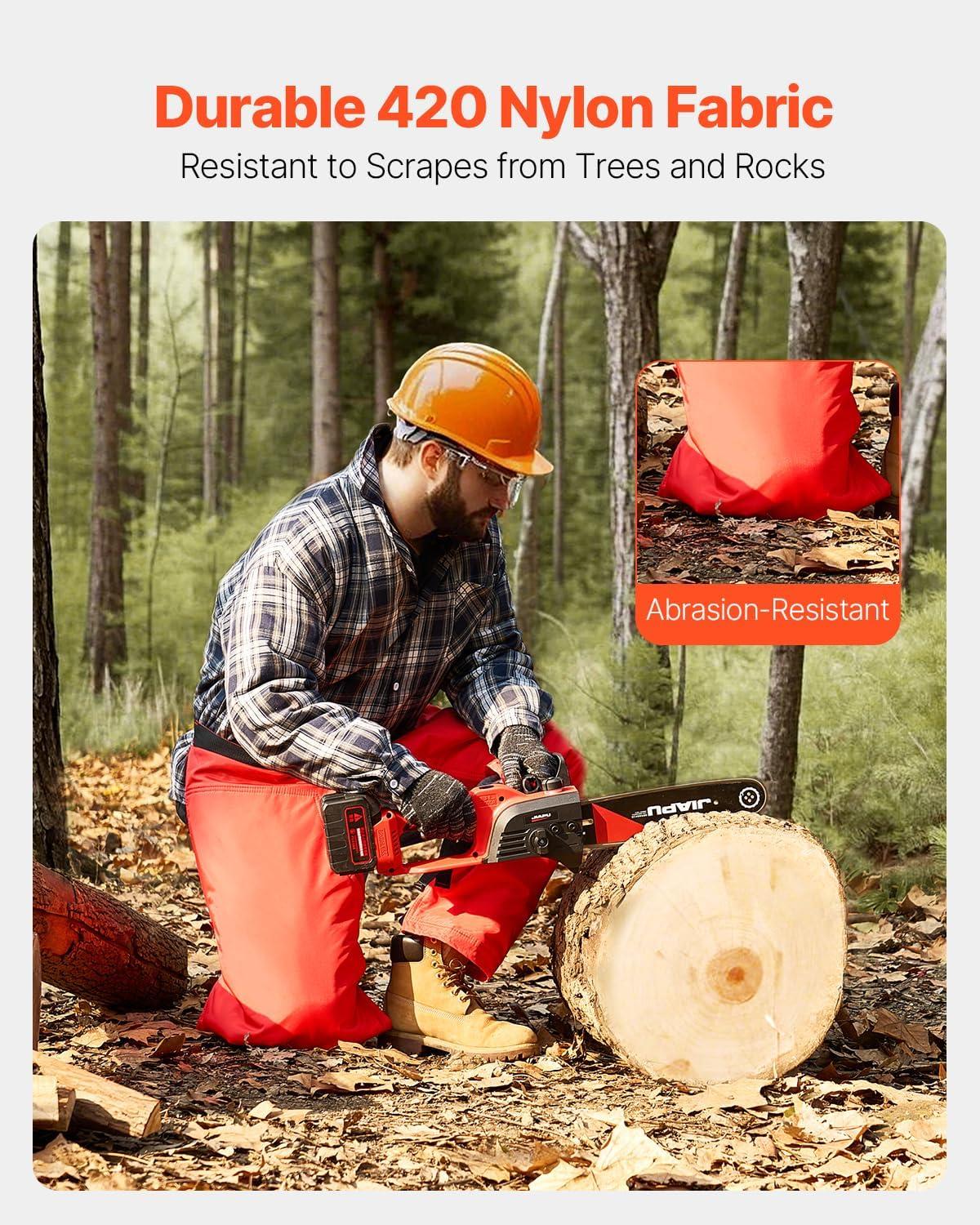 imageVEVOR Unisex Apron Style Chainsaw Chaps Class C 8 Layers Chainsaw Pants With Adjustable Belt ampamp Gear PocketRed