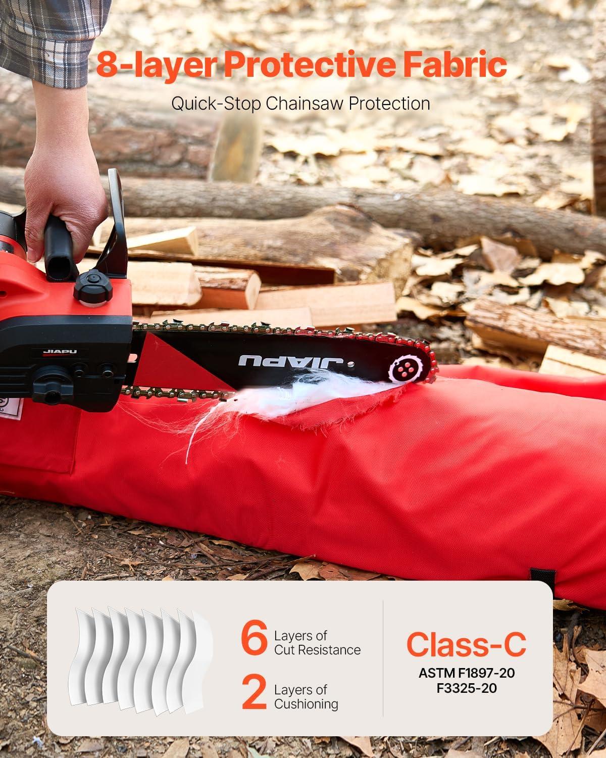 imageVEVOR Unisex Apron Style Chainsaw Chaps Class C 8 Layers Chainsaw Pants With Adjustable Belt ampamp Gear PocketRed