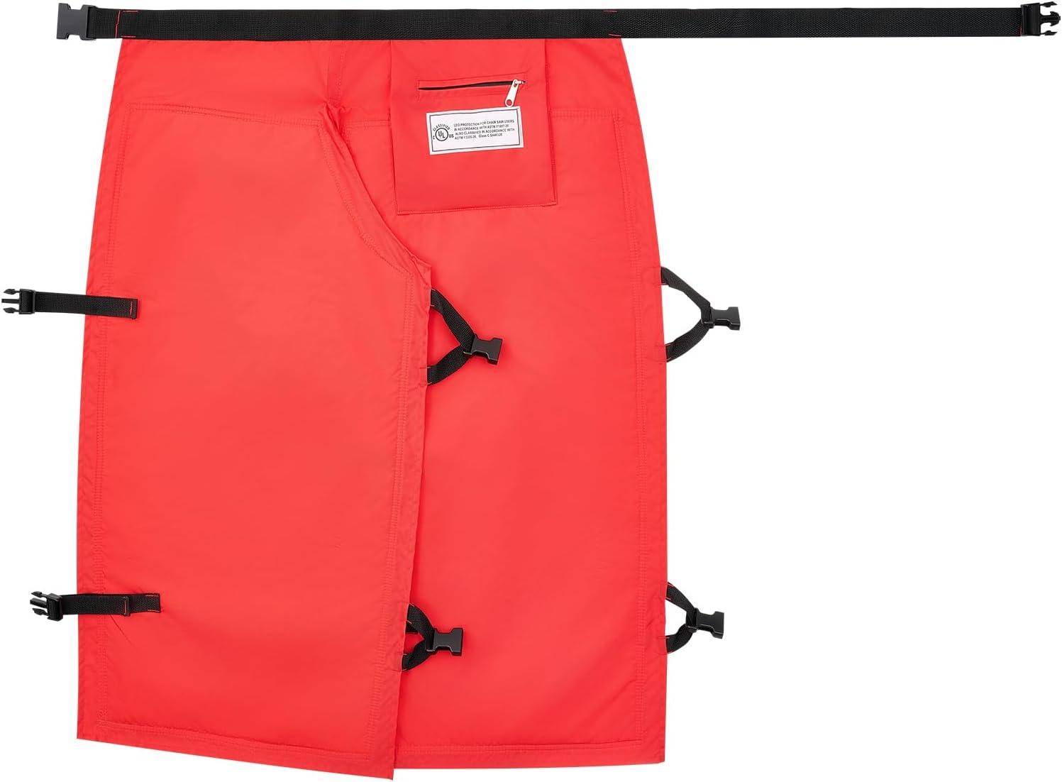imageVEVOR Unisex Apron Style Chainsaw Chaps Class C 8 Layers Chainsaw Pants With Adjustable Belt ampamp Gear PocketRed