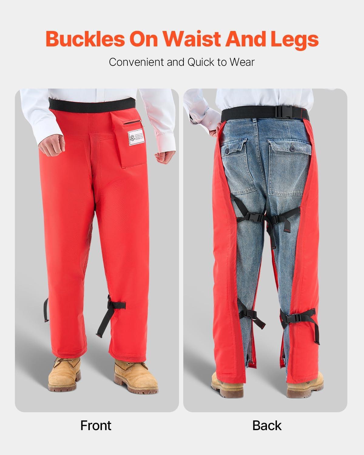 imageVEVOR Unisex Apron Style Chainsaw Chaps Class C 8 Layers Chainsaw Pants With Adjustable Belt ampamp Gear PocketRed