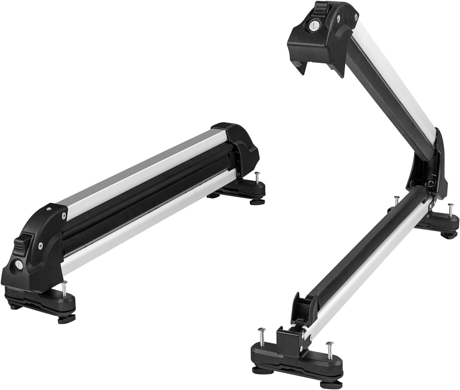 imageVEVOR Universal Car Roof Rack  Fit Most Crossbars Carry up to 6 Pairs of Skis or 4 Snowboards Aluminum Snowboard Ski Rack with Lock ampamp Rubber Padding