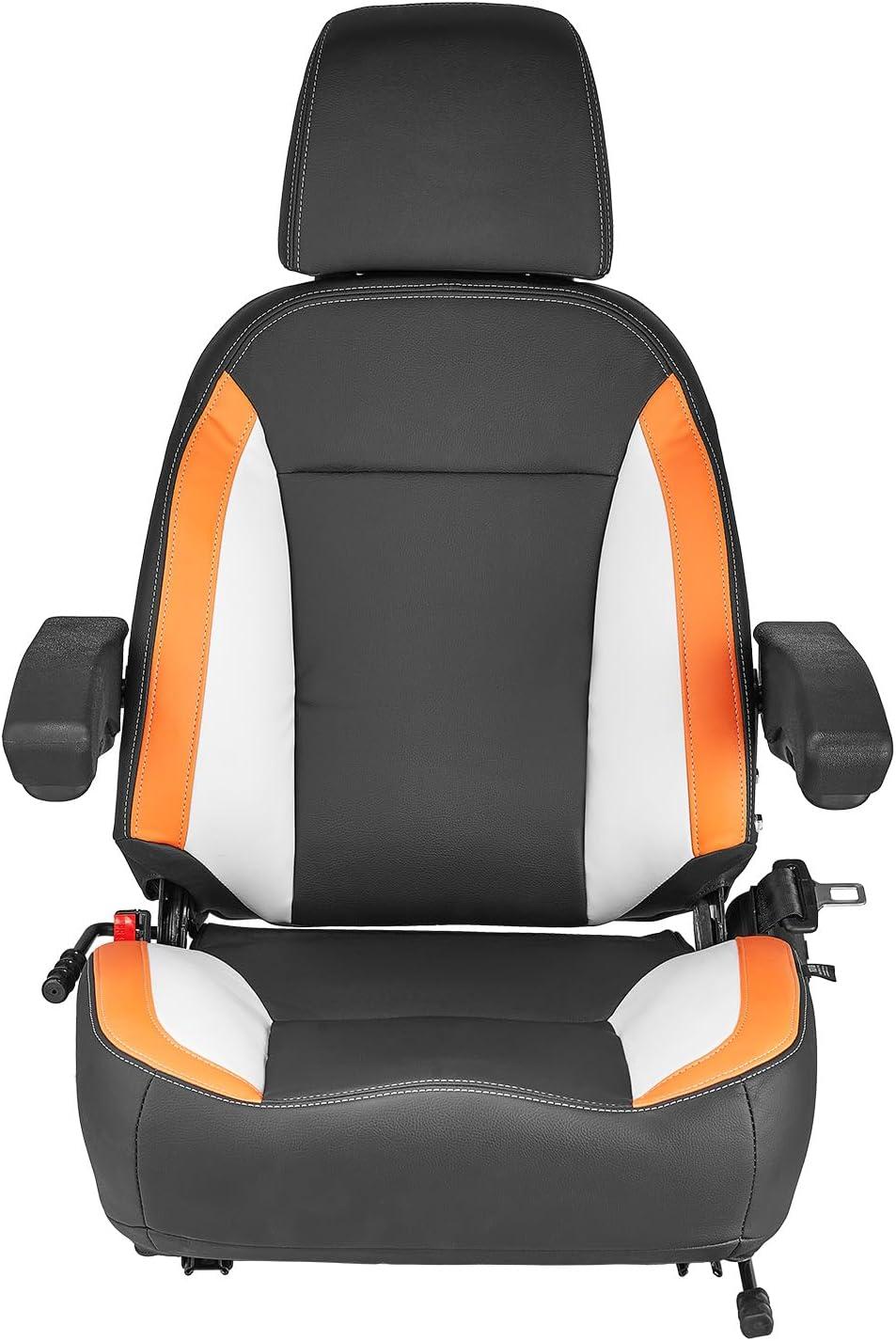 imageVEVOR Universal Forklift Seat Tractor Seat with Adjustable Back Armrest Headrest ampamp Safety Belt Secure Tractor Seat with Micro Switch Ergonomic Lawnmower Seat for Skid Loader Bulldozer