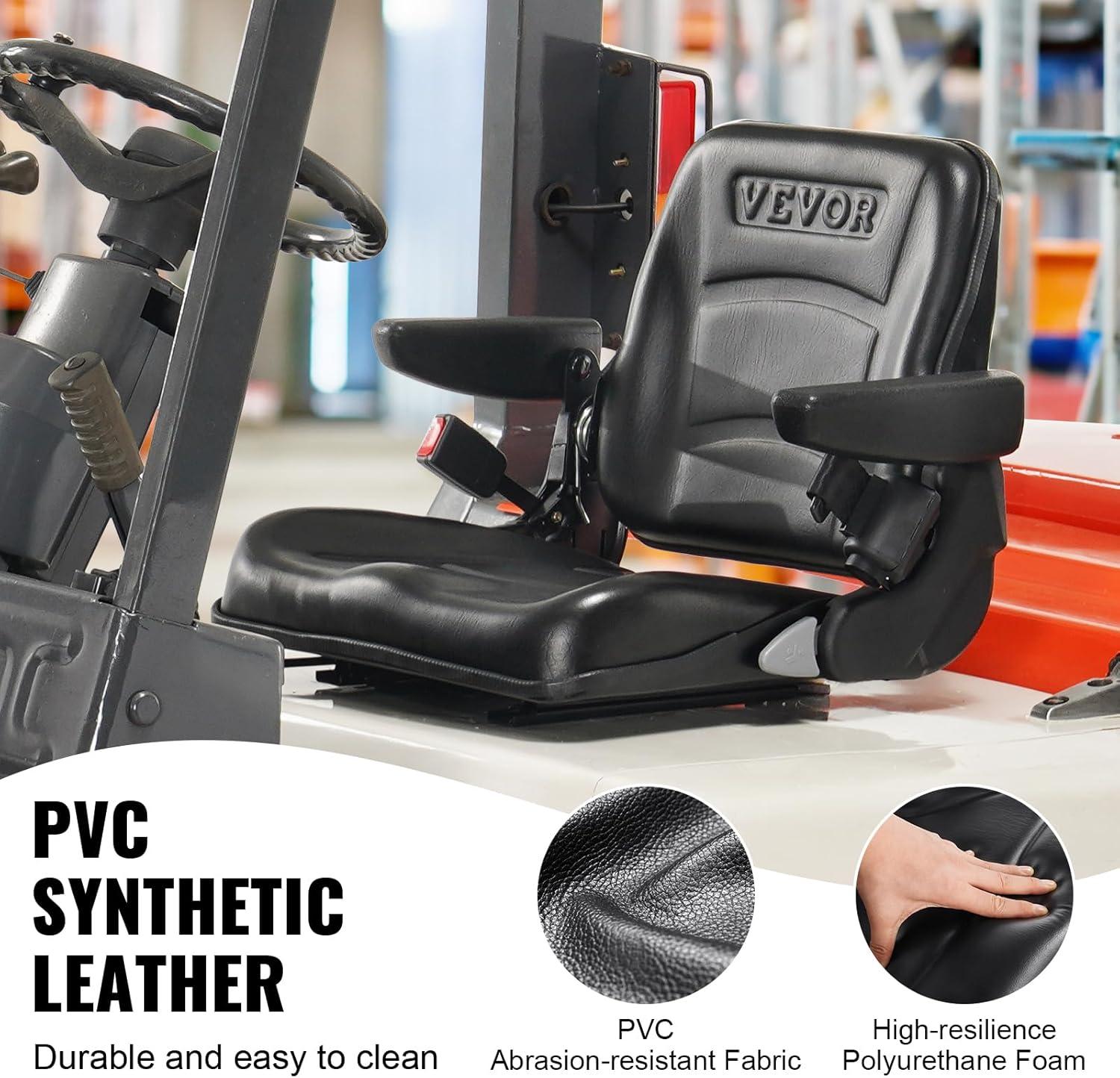 imageVEVOR Universal Tracor Seat Lawn Mower Seat with Micro Switch and Drainage Holes 63118 inch Extended Slot Tractor Seat for Tractor Loader Excavator2023New with ArmrestBelt