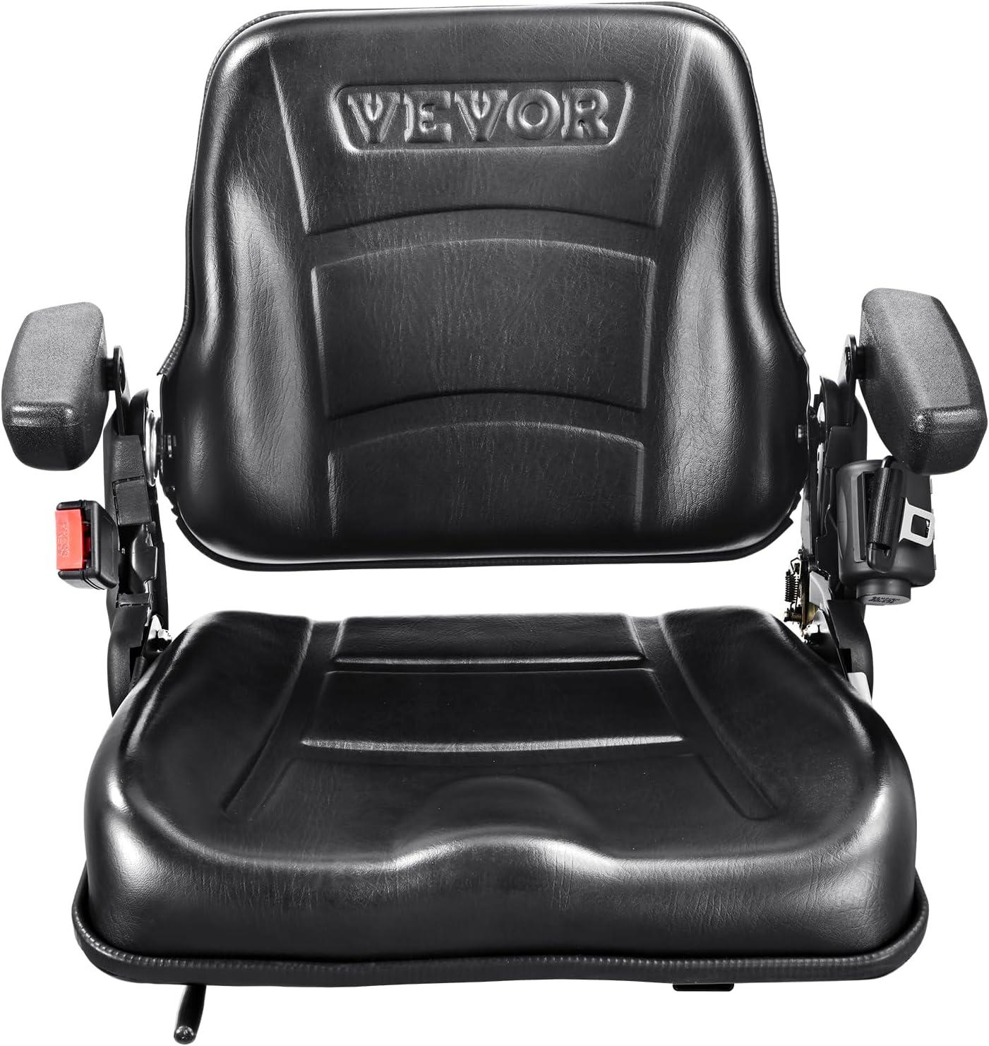 imageVEVOR Universal Tracor Seat Lawn Mower Seat with Micro Switch and Drainage Holes 63118 inch Extended Slot Tractor Seat for Tractor Loader Excavator2023New with ArmrestBelt