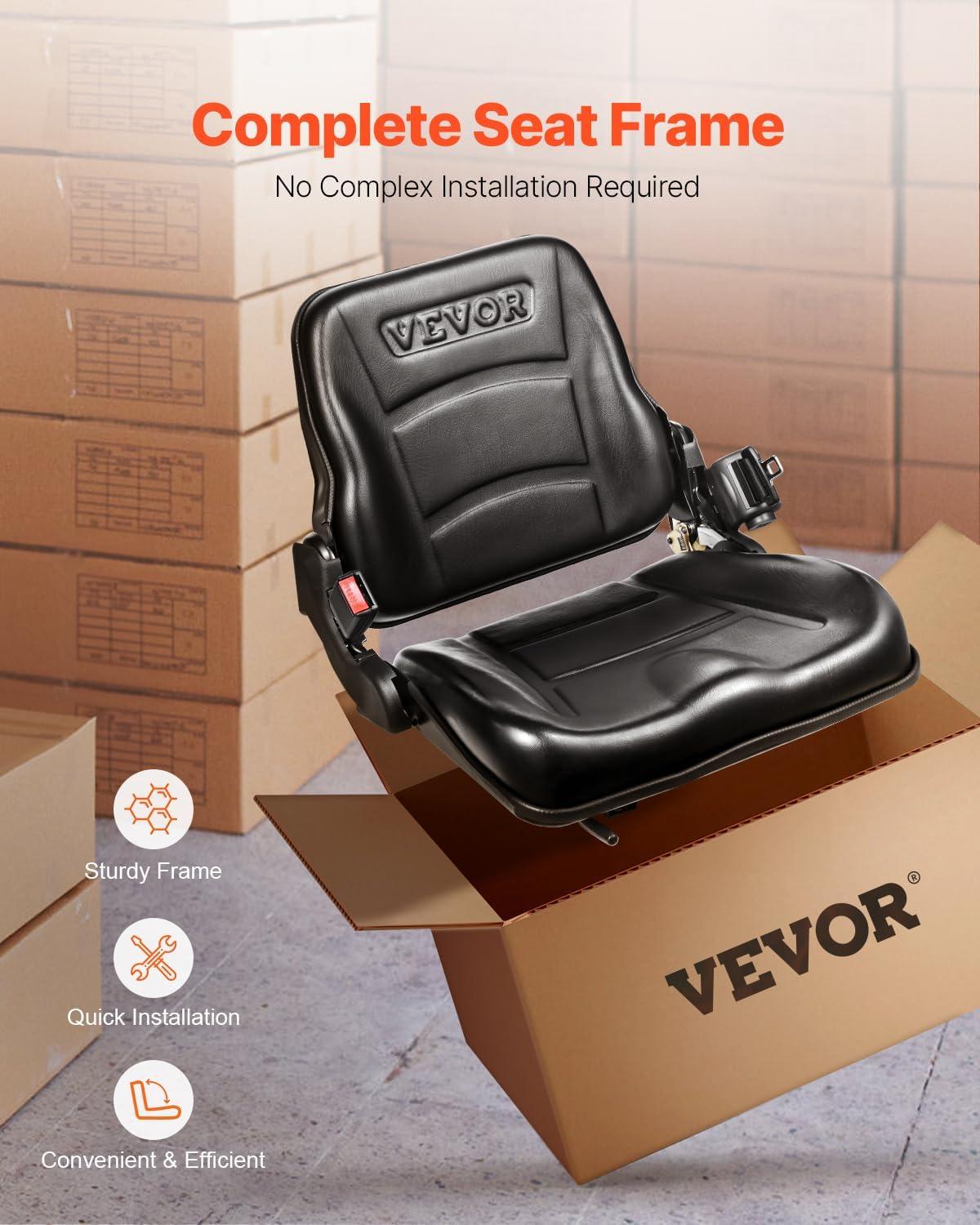 imageVEVOR Universal Tracor Seat Lawn Mower Seat with Micro Switch and Drainage Holes 63118 inch Extended Slot Tractor Seat for Tractor Loader Excavator2023New with Belt