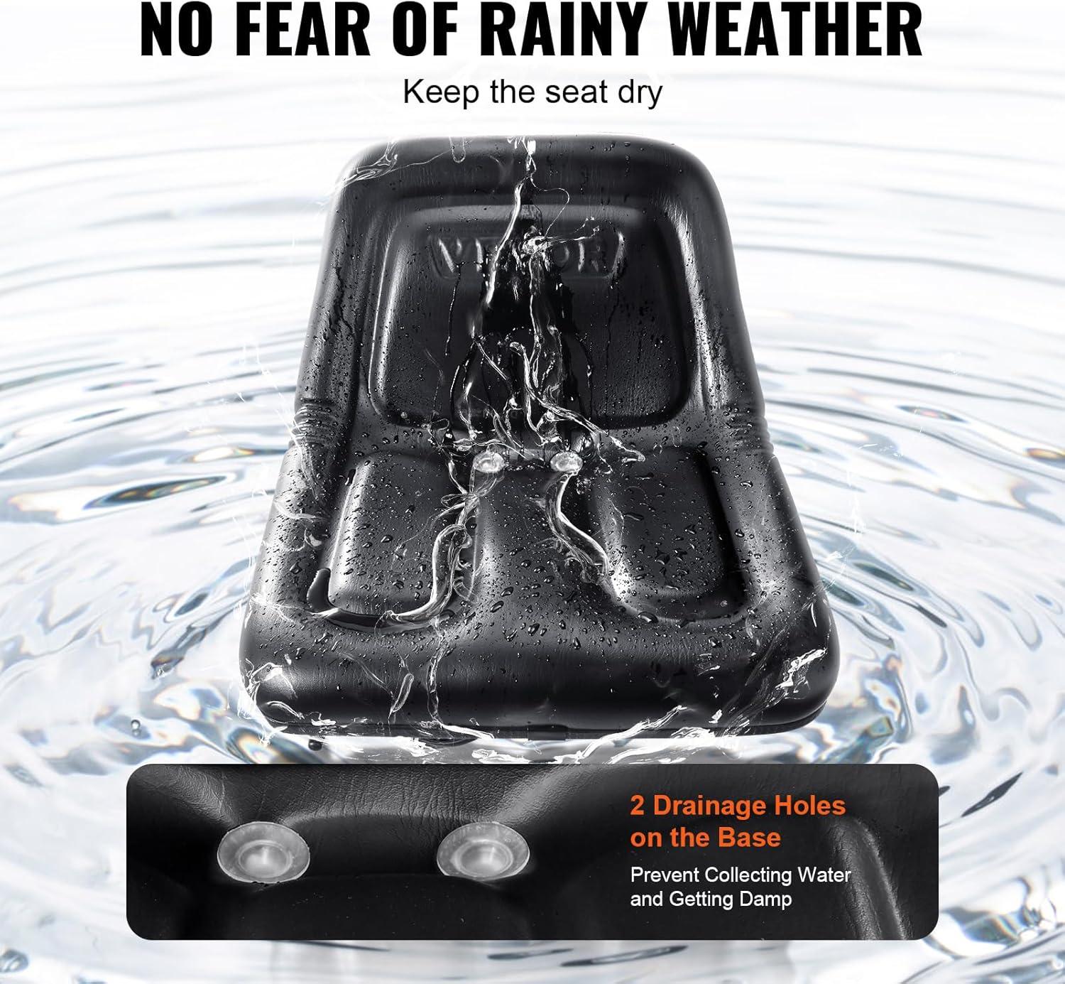 imageVEVOR Universal Tracor Seat Lawn Mower Seat with Micro Switch and Drainage Holes 63118 inch Extended Slot Tractor Seat for Tractor Loader ExcavatorOne piece style