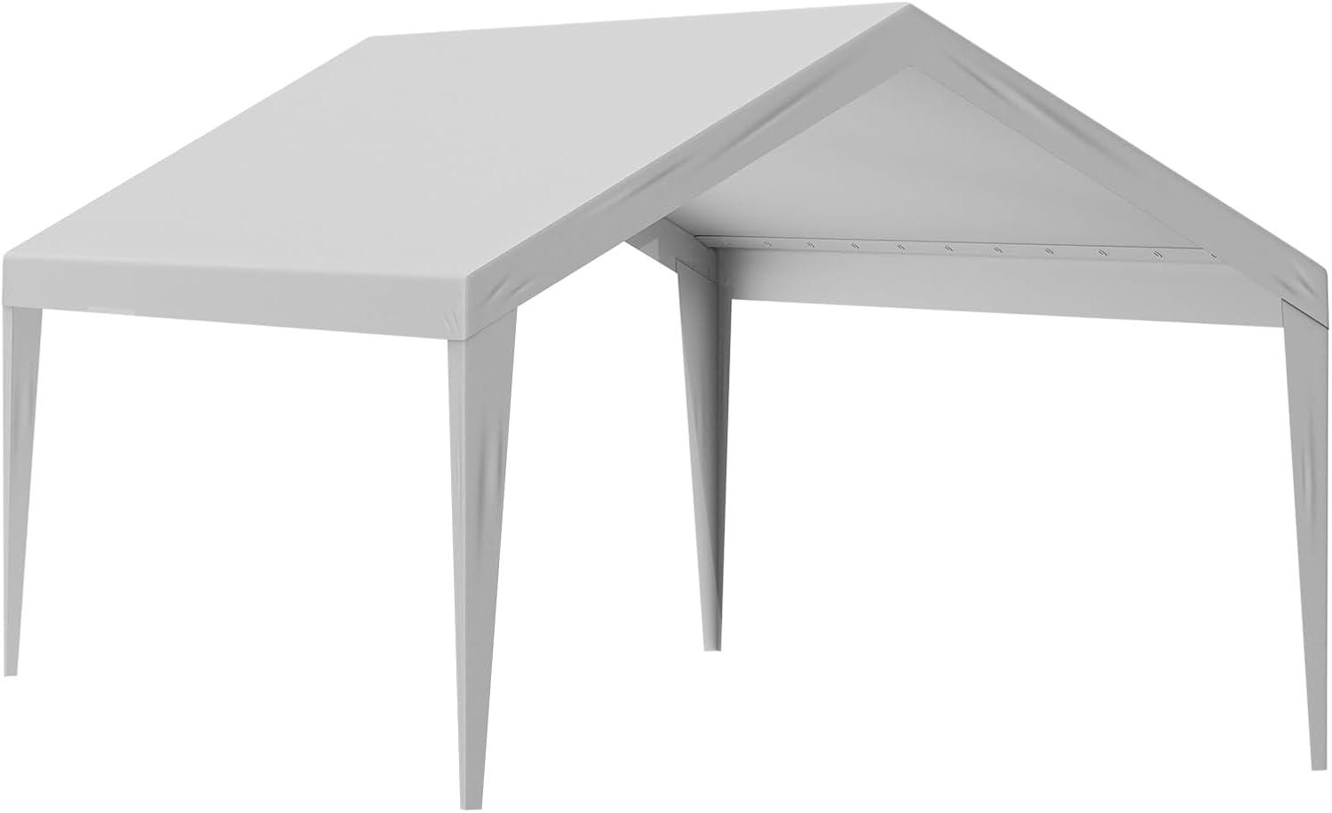 imageVEVOR Upgraded 10x20 FT Heavy Duty Carport Canopy with Rollup Windows AllSeason Portable Garage with Removable Sidewalls ampamp Doors 12 Stakes ampamp 12 Ropes Car Tent for Car Truck Boat EquipmentTop Cover  Gray