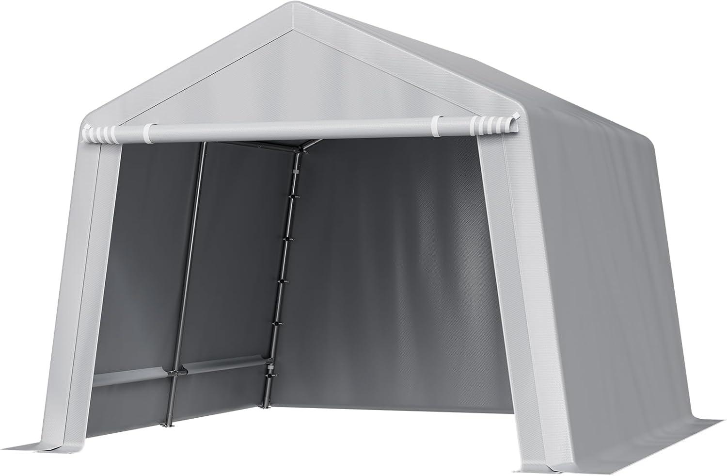 imageVEVOR Upgraded 10x20 FT Heavy Duty Carport Canopy with Rollup Windows AllSeason Portable Garage with Removable Sidewalls ampamp Doors 12 Stakes ampamp 12 Ropes Car Tent for Car Truck Boat EquipmentCarport with Sidewall  Gray