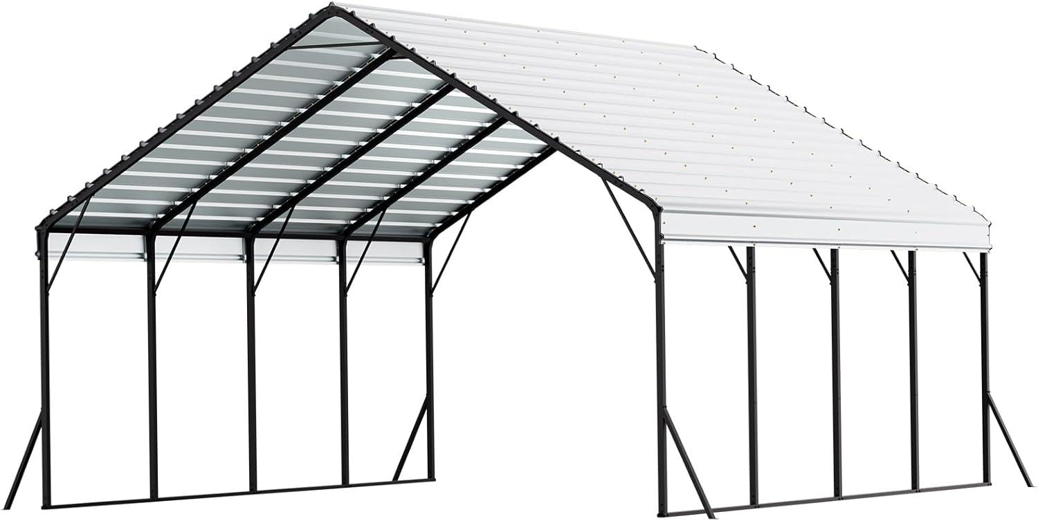 imageVEVOR Upgraded 10x20 FT Heavy Duty Carport Canopy with Rollup Windows AllSeason Portable Garage with Removable Sidewalls ampamp Doors 12 Stakes ampamp 12 Ropes Car Tent for Car Truck Boat EquipmentMetal Carport  White