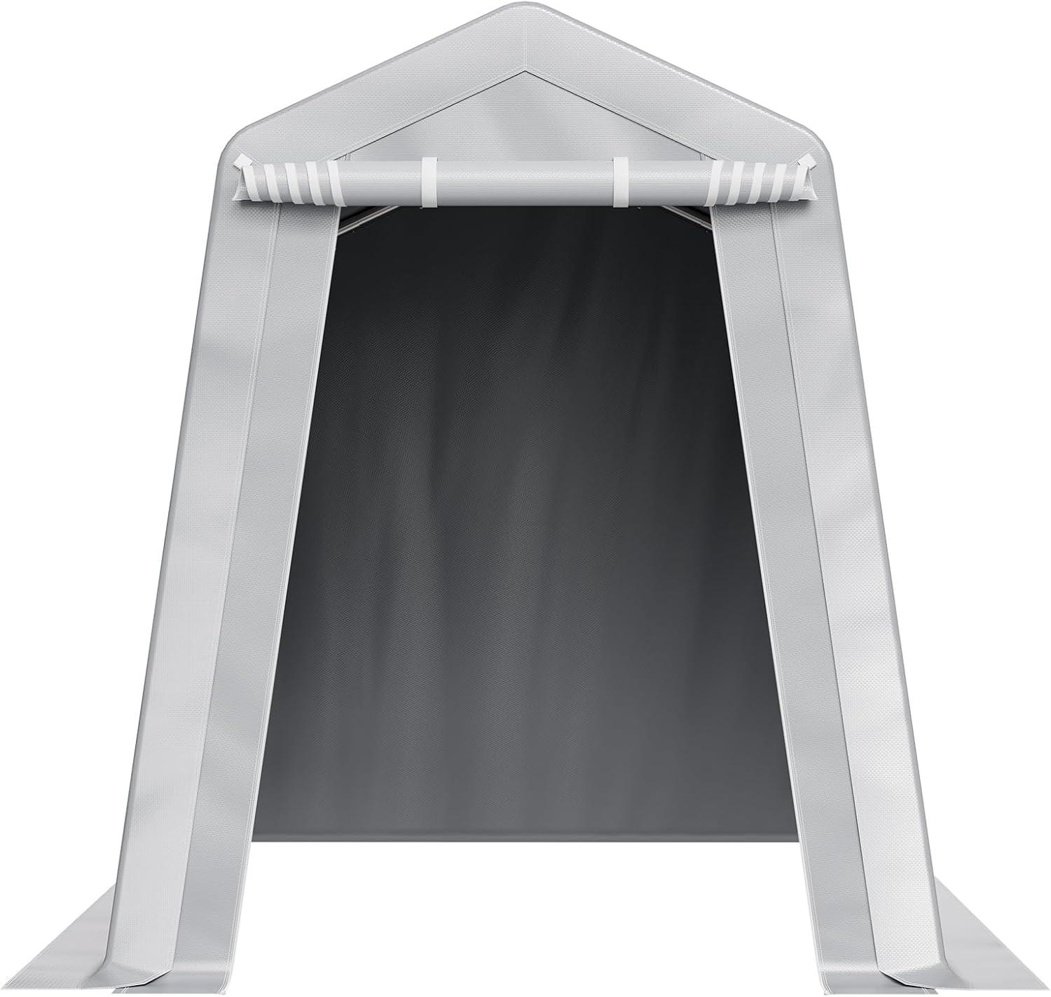 imageVEVOR Upgraded 10x20 FT Heavy Duty Carport Canopy with Rollup Windows AllSeason Portable Garage with Removable Sidewalls ampamp Doors 12 Stakes ampamp 12 Ropes Car Tent for Car Truck Boat EquipmentPE Carport with Sidewall  Gray