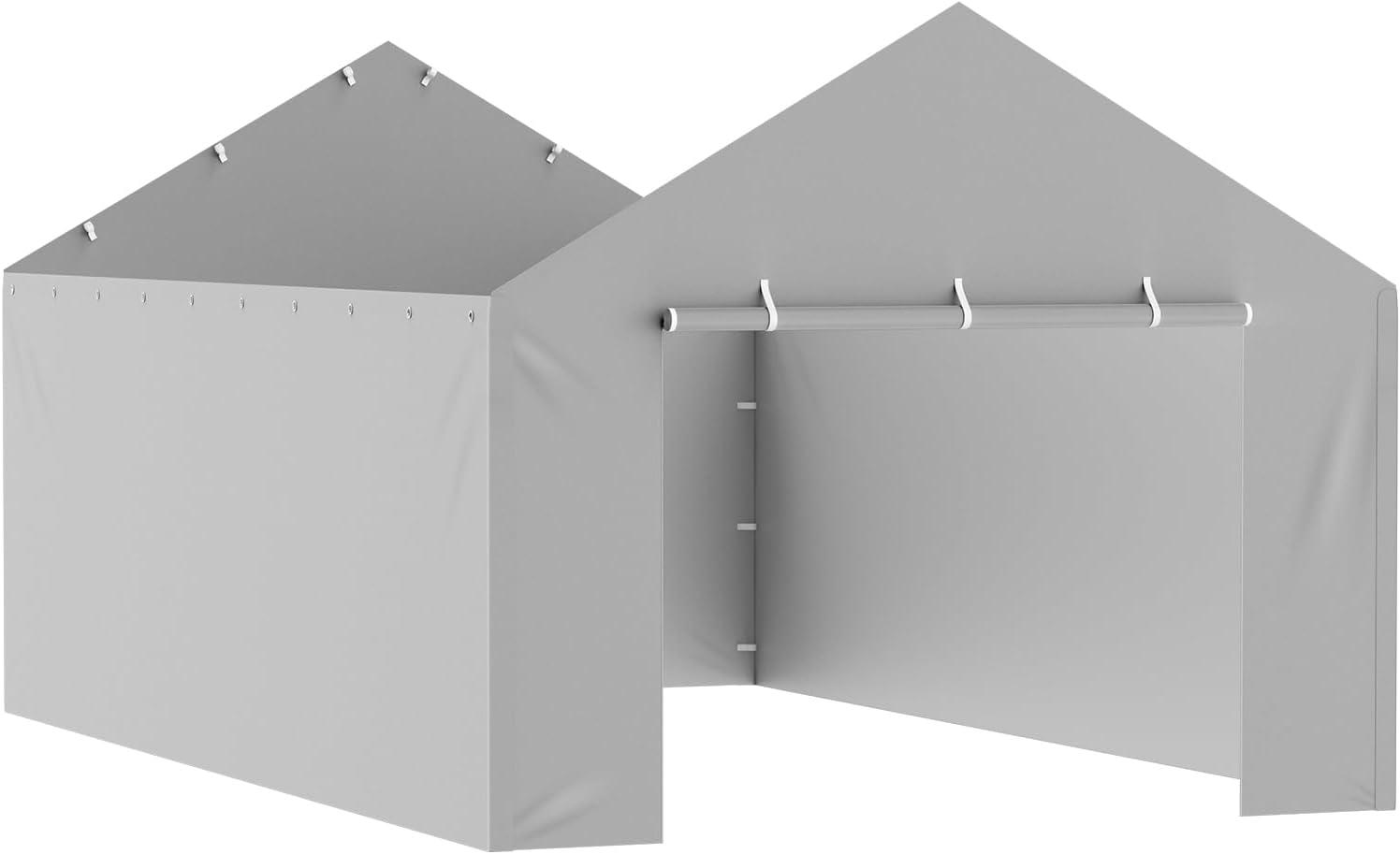 imageVEVOR Upgraded 10x20 FT Heavy Duty Carport Canopy with Rollup Windows AllSeason Portable Garage with Removable Sidewalls ampamp Doors 12 Stakes ampamp 12 Ropes Car Tent for Car Truck Boat EquipmentSidewall  Gray