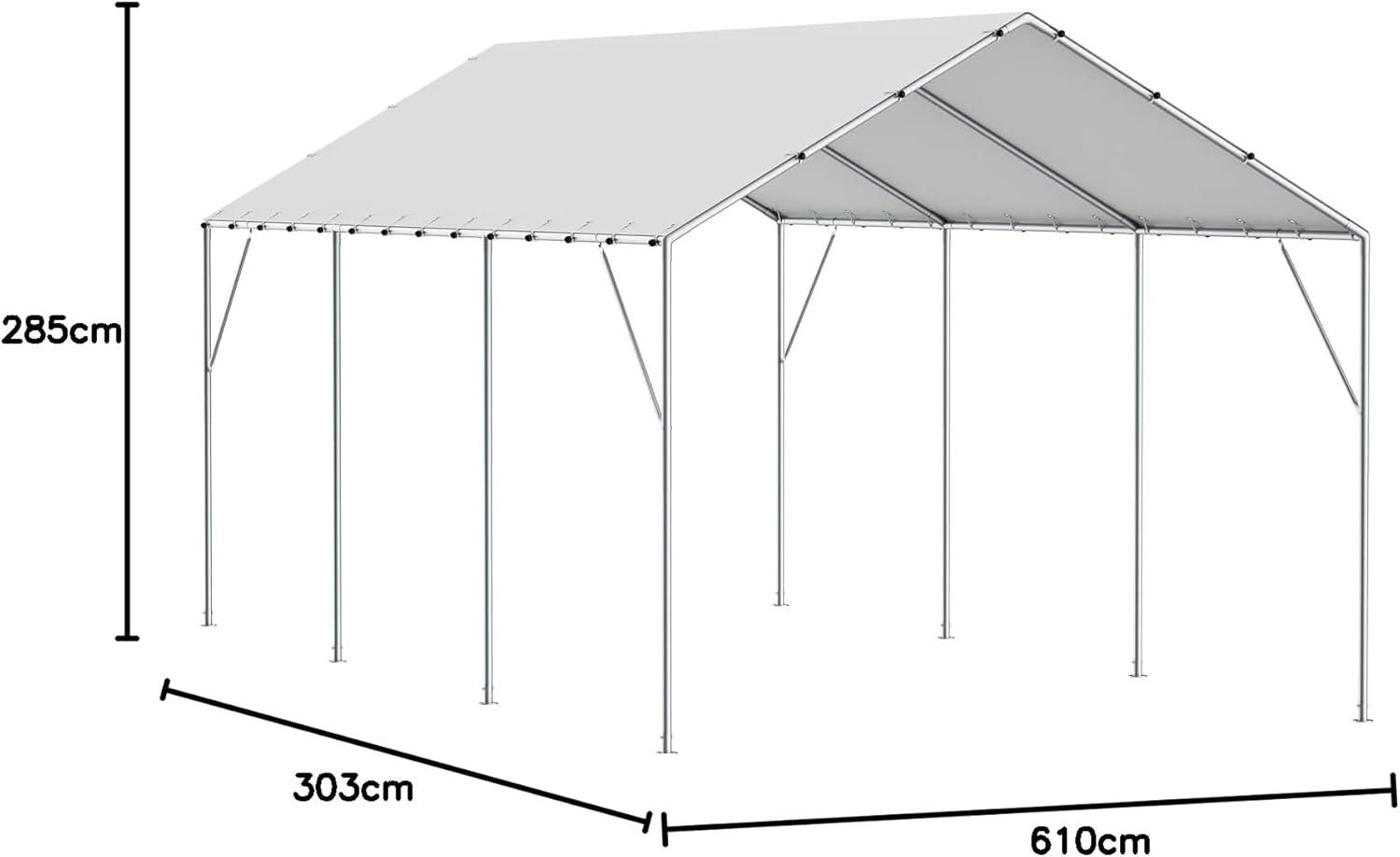 imageVEVOR Upgraded 10x20 FT Heavy Duty Carport Canopy with Rollup Windows AllSeason Portable Garage with Removable Sidewalls ampamp Doors 12 Stakes ampamp 12 Ropes Car Tent for Car Truck Boat EquipmentTop  White
