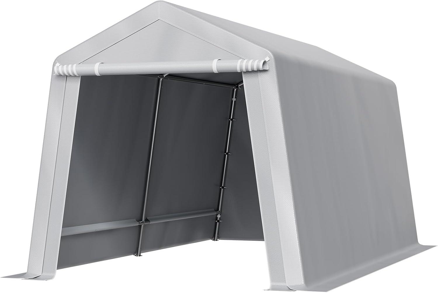 imageVEVOR Upgraded 10x20 FT Heavy Duty Carport Canopy with Rollup Windows AllSeason Portable Garage with Removable Sidewalls ampamp Doors 12 Stakes ampamp 12 Ropes Car Tent for Car Truck Boat EquipmentPE Carport with Sidewall  Gray