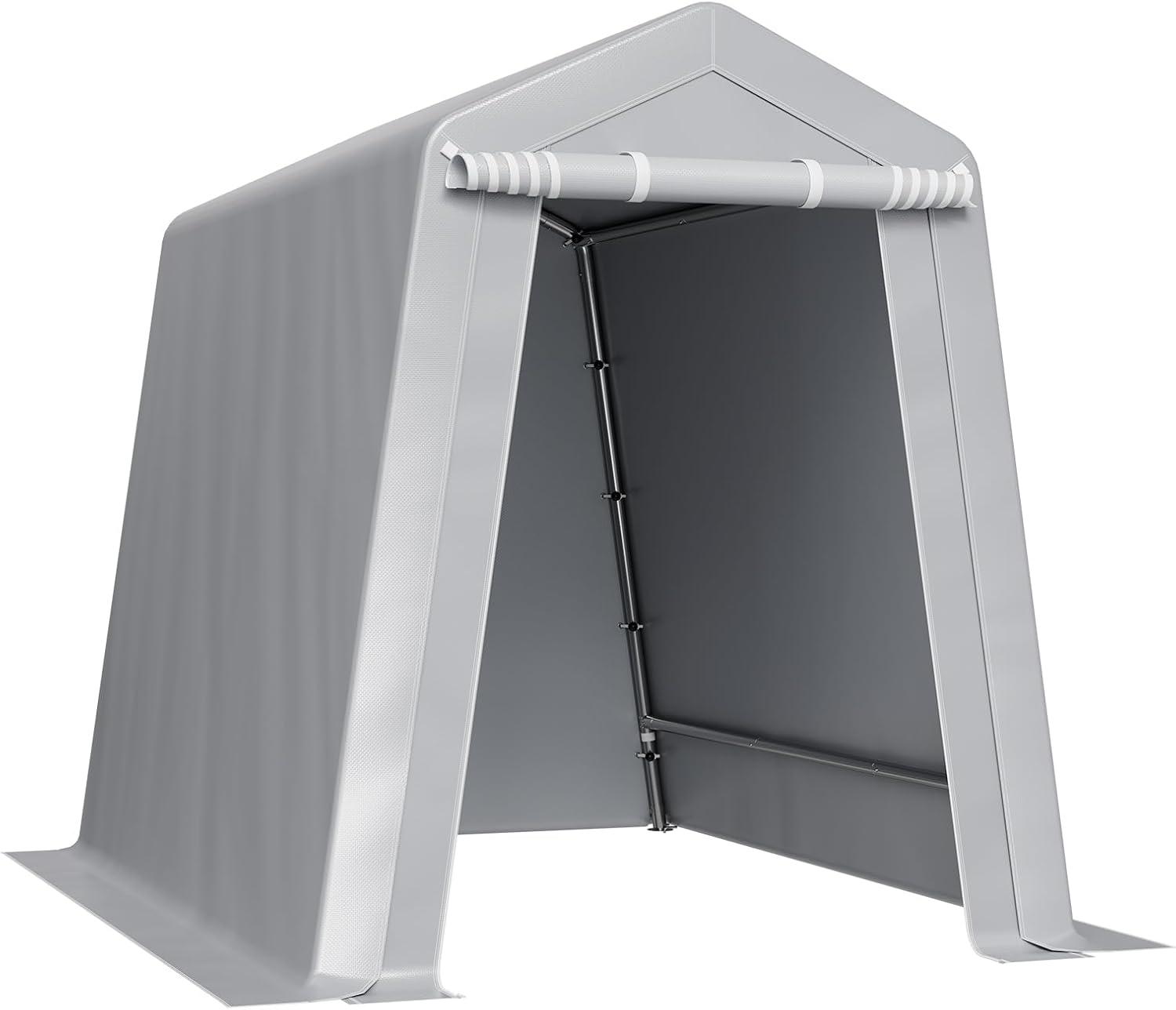 imageVEVOR Upgraded 10x20 FT Heavy Duty Carport Canopy with Rollup Windows AllSeason Portable Garage with Removable Sidewalls ampamp Doors 12 Stakes ampamp 12 Ropes Car Tent for Car Truck Boat EquipmentPE Carport with Sidewall  Gray