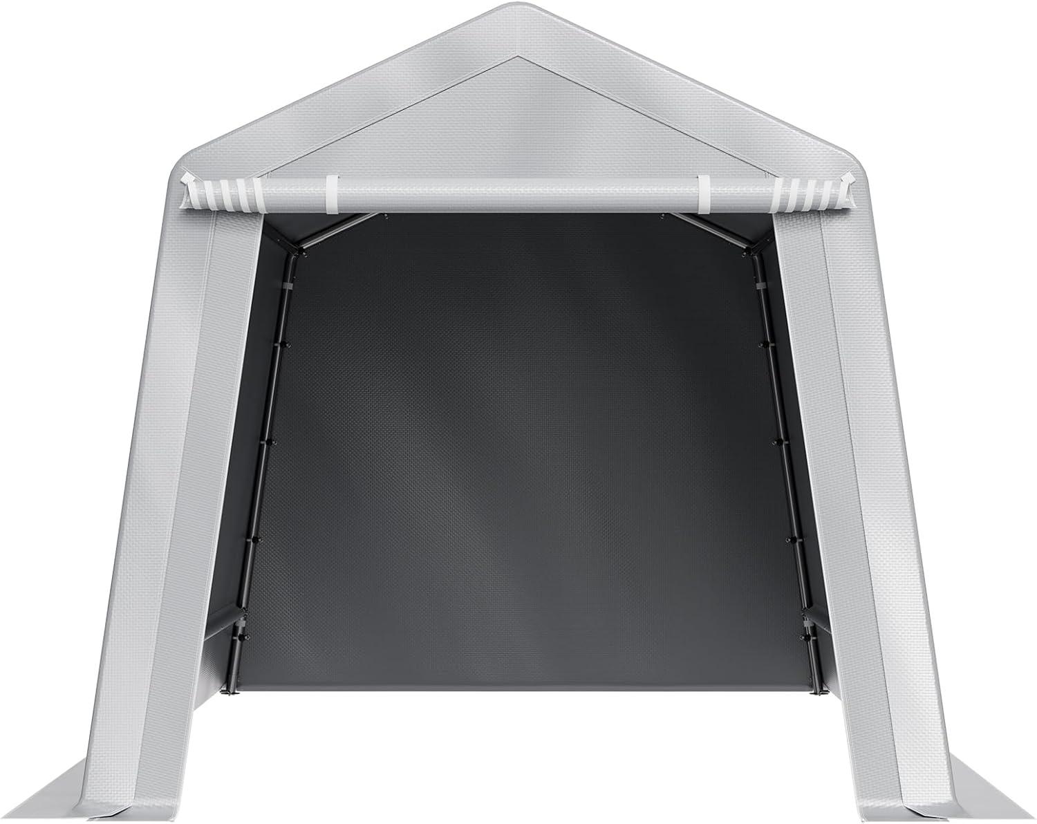 imageVEVOR Upgraded 10x20 FT Heavy Duty Carport Canopy with Rollup Windows AllSeason Portable Garage with Removable Sidewalls ampamp Doors 12 Stakes ampamp 12 Ropes Car Tent for Car Truck Boat EquipmentPE Carport with Sidewall  Gray