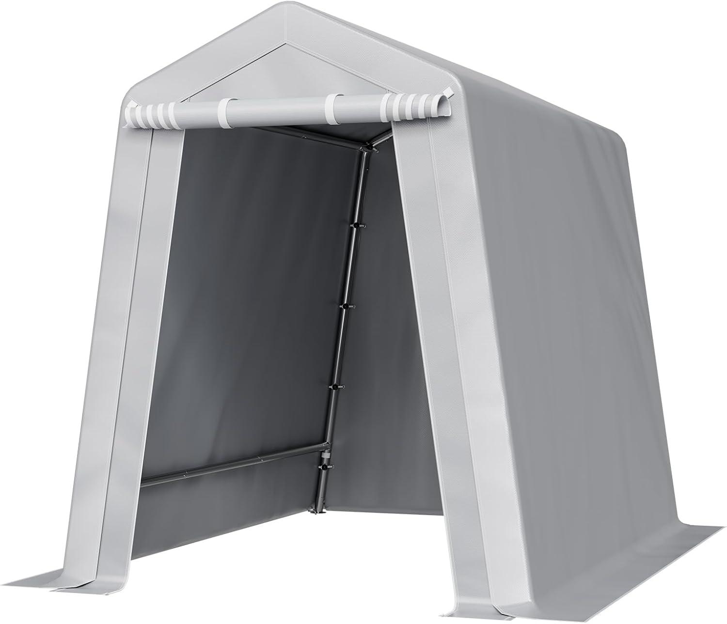 imageVEVOR Upgraded 10x20 FT Heavy Duty Carport Canopy with Rollup Windows AllSeason Portable Garage with Removable Sidewalls ampamp Doors 12 Stakes ampamp 12 Ropes Car Tent for Car Truck Boat EquipmentPE Carport with Sidewall  Gray