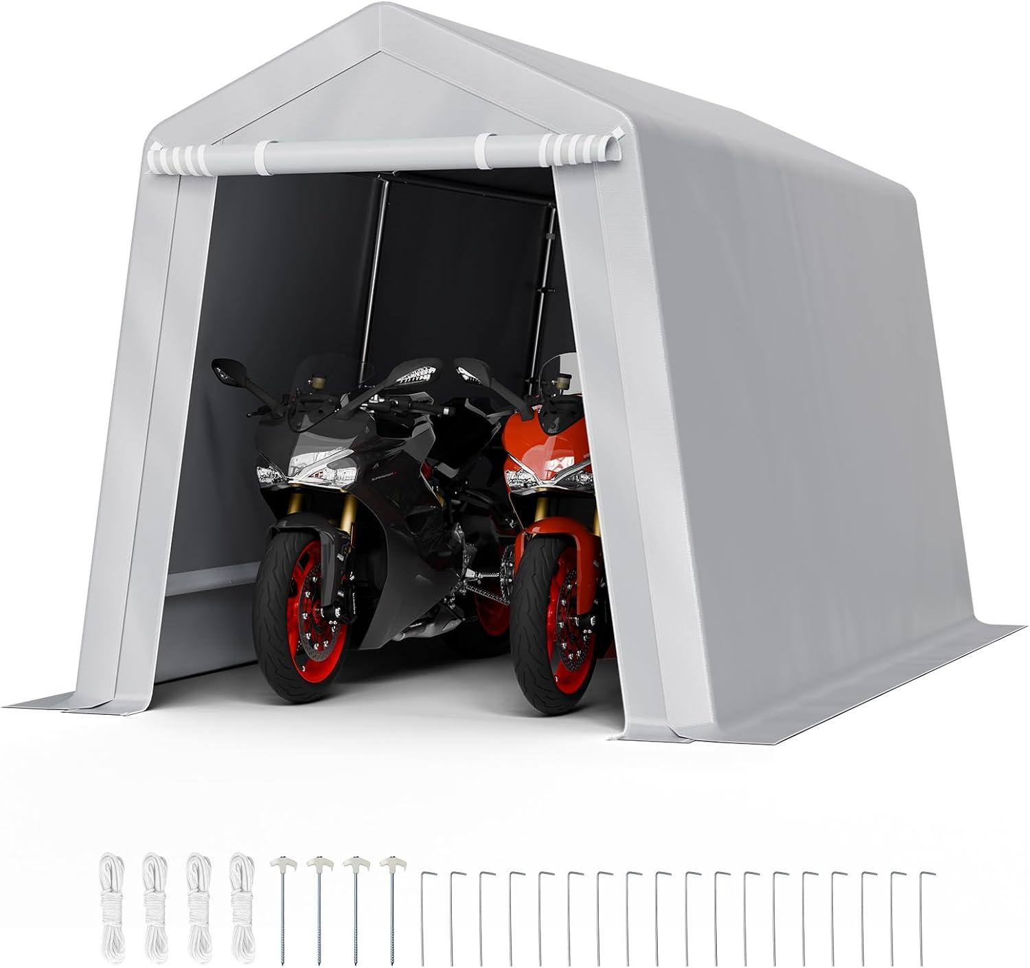 imageVEVOR Upgraded 10x20 FT Heavy Duty Carport Canopy with Rollup Windows AllSeason Portable Garage with Removable Sidewalls ampamp Doors 12 Stakes ampamp 12 Ropes Car Tent for Car Truck Boat EquipmentPE Carport with Sidewall  Gray