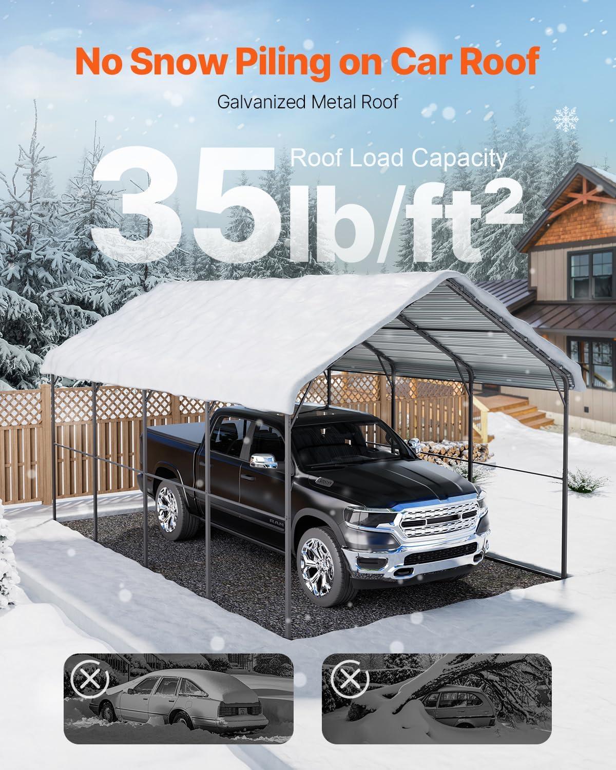 imageVEVOR Upgraded 10x20 FT Heavy Duty Carport Canopy with Rollup Windows AllSeason Portable Garage with Removable Sidewalls ampamp Doors 12 Stakes ampamp 12 Ropes Car Tent for Car Truck Boat EquipmentMetal Carport  White
