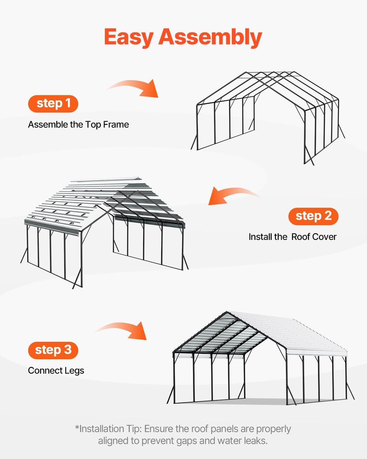 imageVEVOR Upgraded 10x20 FT Heavy Duty Carport Canopy with Rollup Windows AllSeason Portable Garage with Removable Sidewalls ampamp Doors 12 Stakes ampamp 12 Ropes Car Tent for Car Truck Boat EquipmentMetal Carport  White