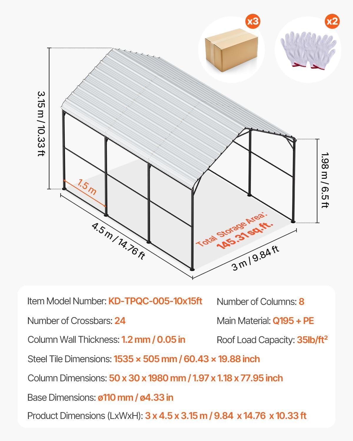 imageVEVOR Upgraded 10x20 FT Heavy Duty Carport Canopy with Rollup Windows AllSeason Portable Garage with Removable Sidewalls ampamp Doors 12 Stakes ampamp 12 Ropes Car Tent for Car Truck Boat EquipmentMetal Carport  White