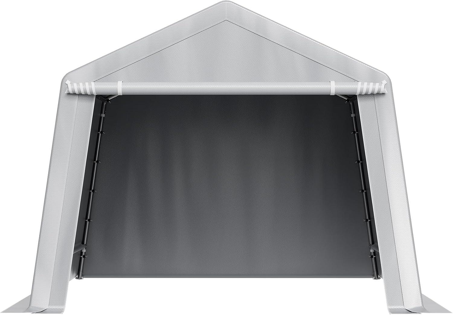 imageVEVOR Upgraded 10x20 FT Heavy Duty Carport Canopy with Rollup Windows AllSeason Portable Garage with Removable Sidewalls ampamp Doors 12 Stakes ampamp 12 Ropes Car Tent for Car Truck Boat EquipmentCarport with Sidewall  Gray