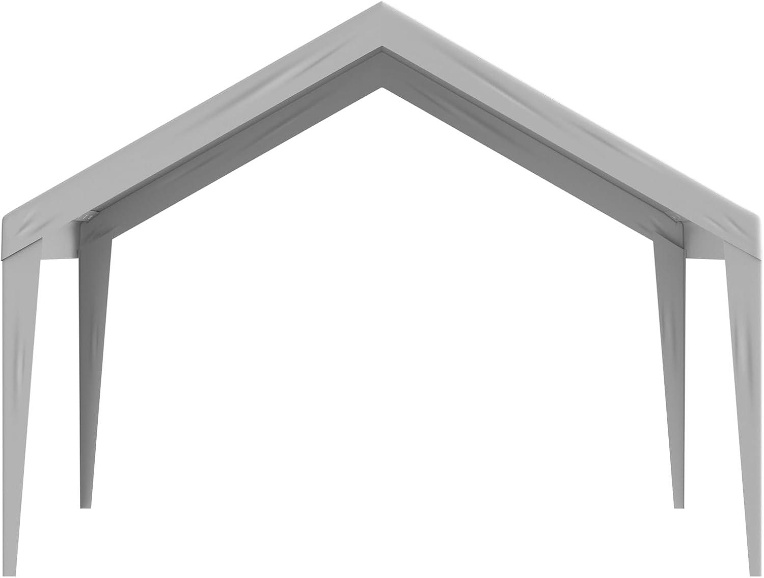 imageVEVOR Upgraded 10x20 FT Heavy Duty Carport Canopy with Rollup Windows AllSeason Portable Garage with Removable Sidewalls ampamp Doors 12 Stakes ampamp 12 Ropes Car Tent for Car Truck Boat EquipmentTop Cover  Gray