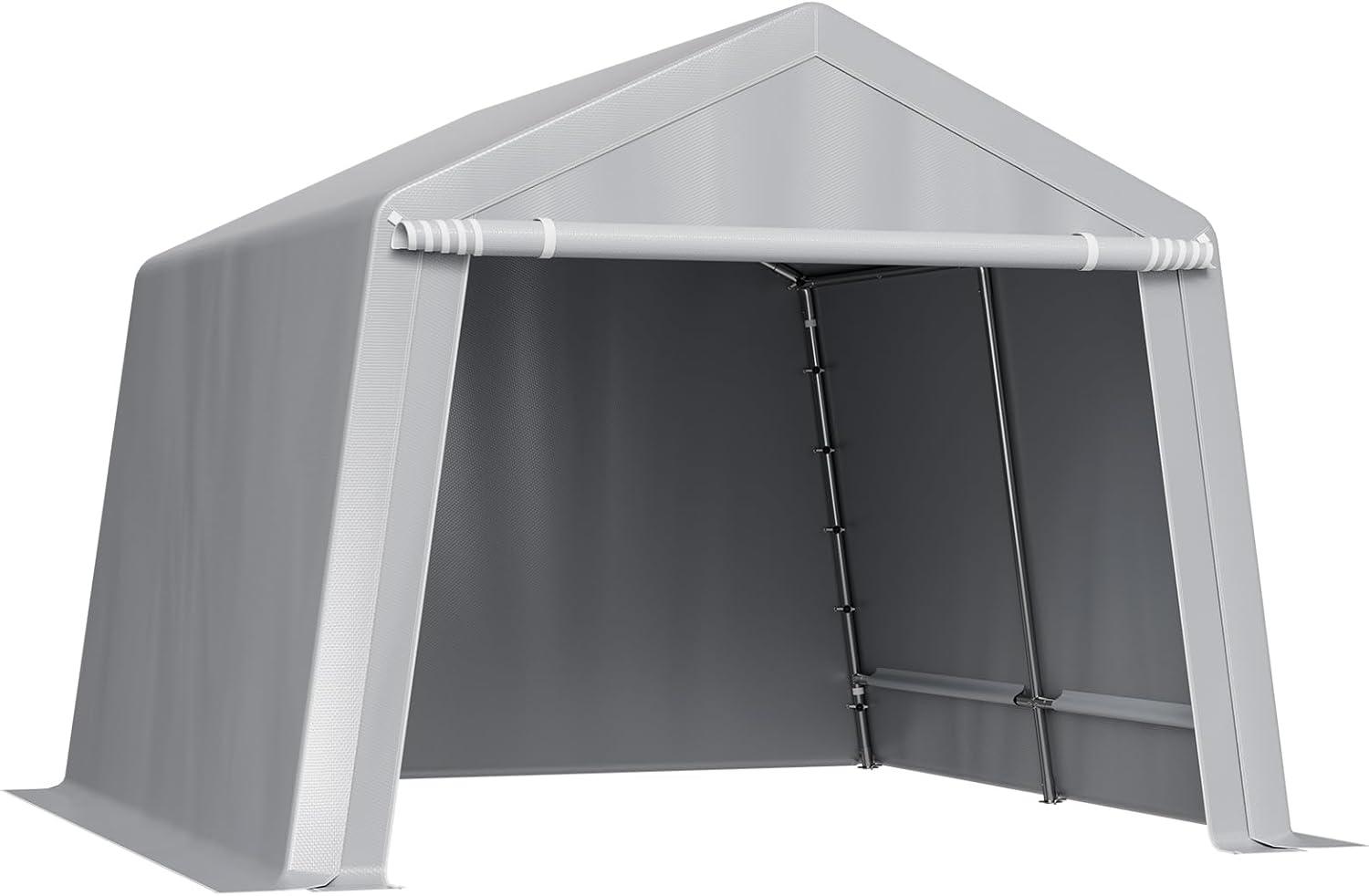 imageVEVOR Upgraded 10x20 FT Heavy Duty Carport Canopy with Rollup Windows AllSeason Portable Garage with Removable Sidewalls ampamp Doors 12 Stakes ampamp 12 Ropes Car Tent for Car Truck Boat EquipmentCarport with Sidewall  Gray