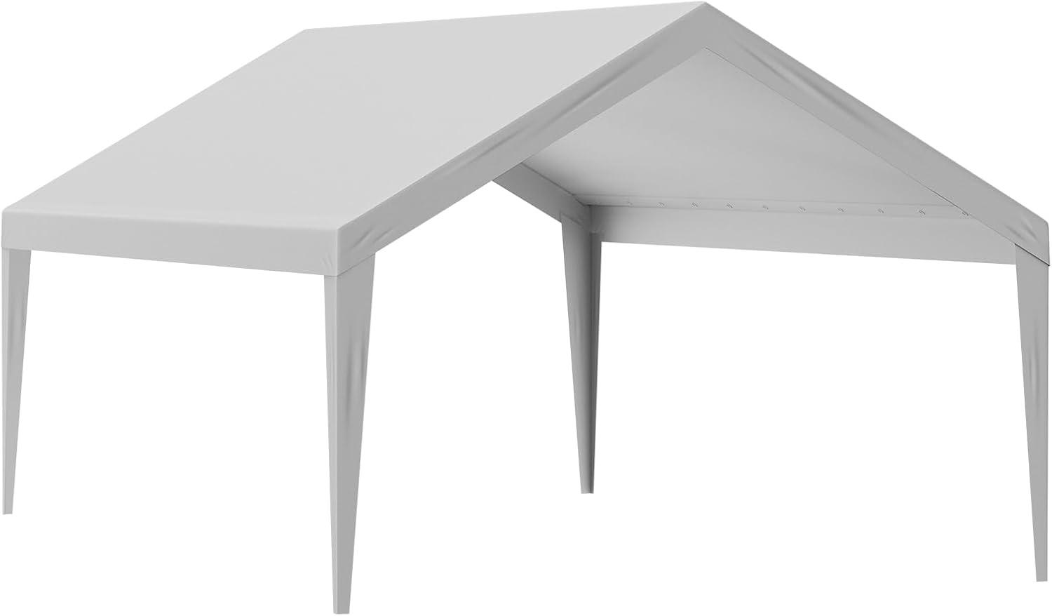 imageVEVOR Upgraded 10x20 FT Heavy Duty Carport Canopy with Rollup Windows AllSeason Portable Garage with Removable Sidewalls ampamp Doors 12 Stakes ampamp 12 Ropes Car Tent for Car Truck Boat EquipmentTop Cover  Gray