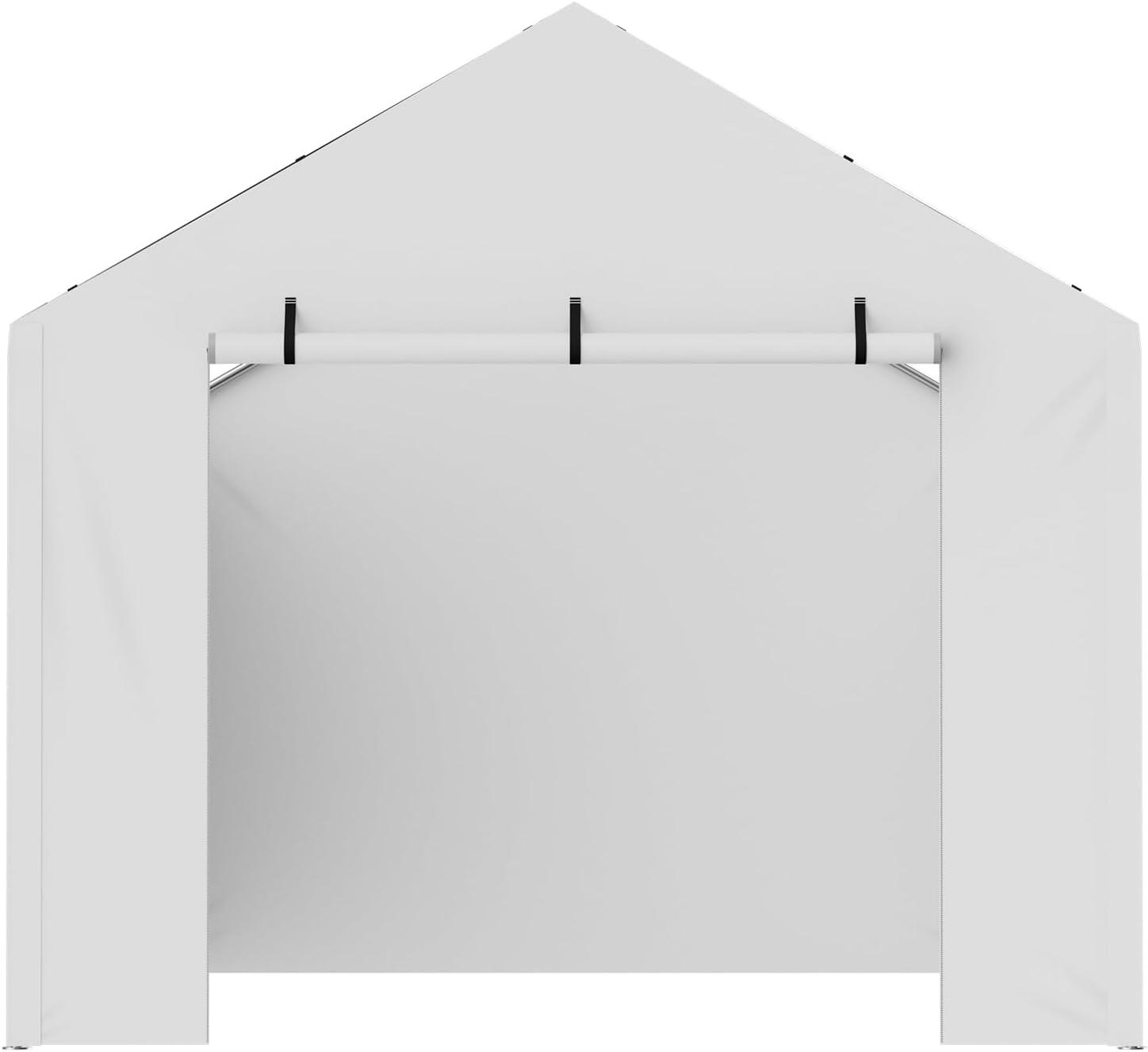 imageVEVOR Upgraded 10x20 FT Heavy Duty Carport Canopy with Rollup Windows AllSeason Portable Garage with Removable Sidewalls ampamp Doors 12 Stakes ampamp 12 Ropes Car Tent for Car Truck Boat EquipmentSidewall  White