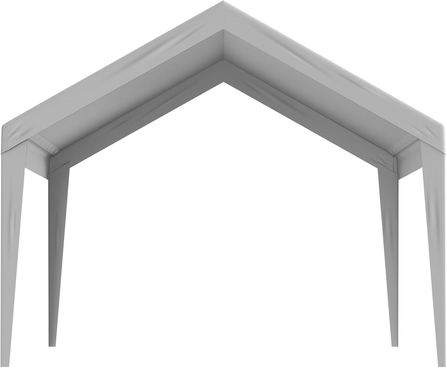 imageVEVOR Upgraded 10x20 FT Heavy Duty Carport Canopy with Rollup Windows AllSeason Portable Garage with Removable Sidewalls ampamp Doors 12 Stakes ampamp 12 Ropes Car Tent for Car Truck Boat EquipmentTop Cover  Gray