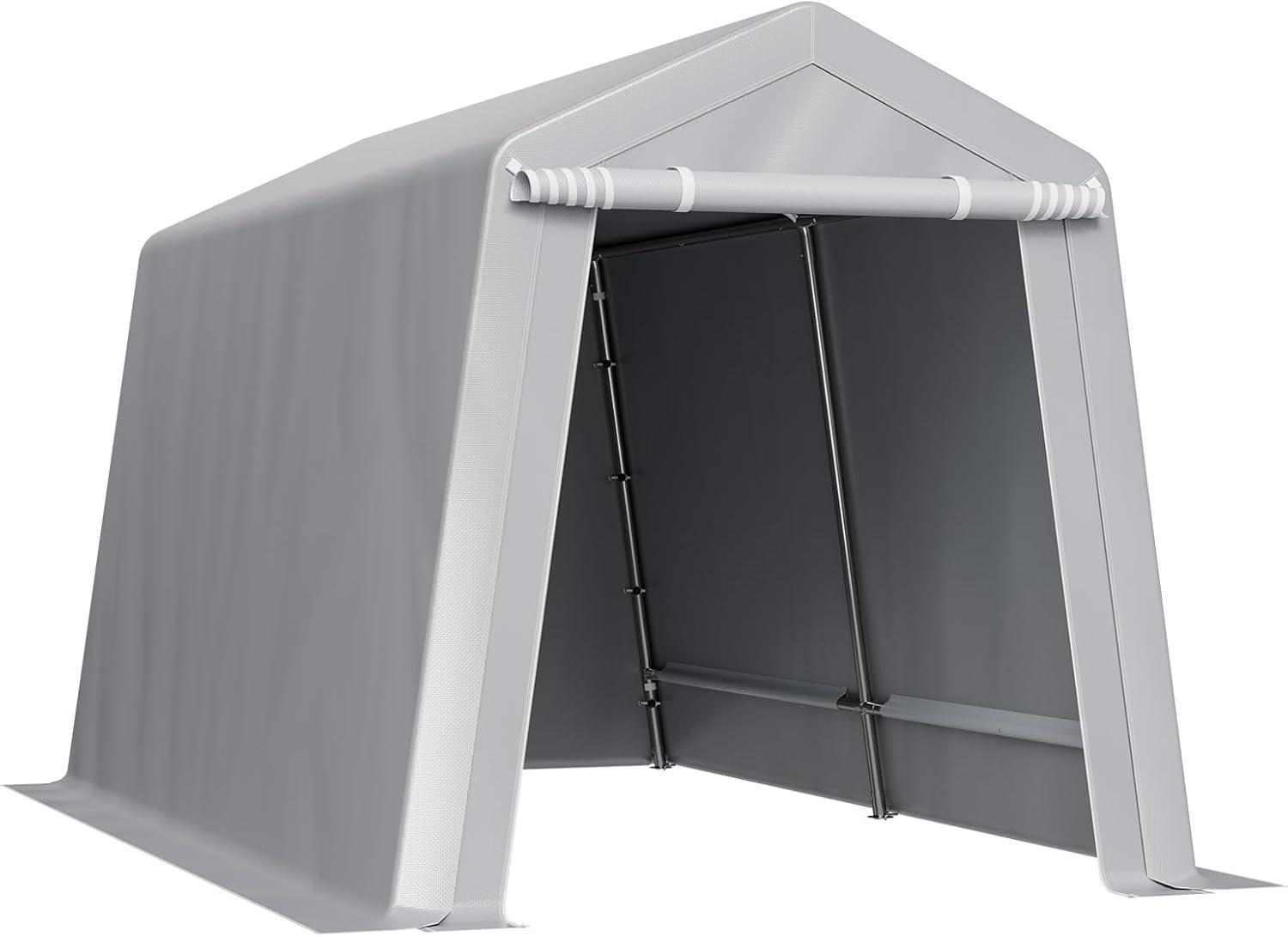 imageVEVOR Upgraded 10x20 FT Heavy Duty Carport Canopy with Rollup Windows AllSeason Portable Garage with Removable Sidewalls ampamp Doors 12 Stakes ampamp 12 Ropes Car Tent for Car Truck Boat EquipmentPE Carport with Sidewall  Gray