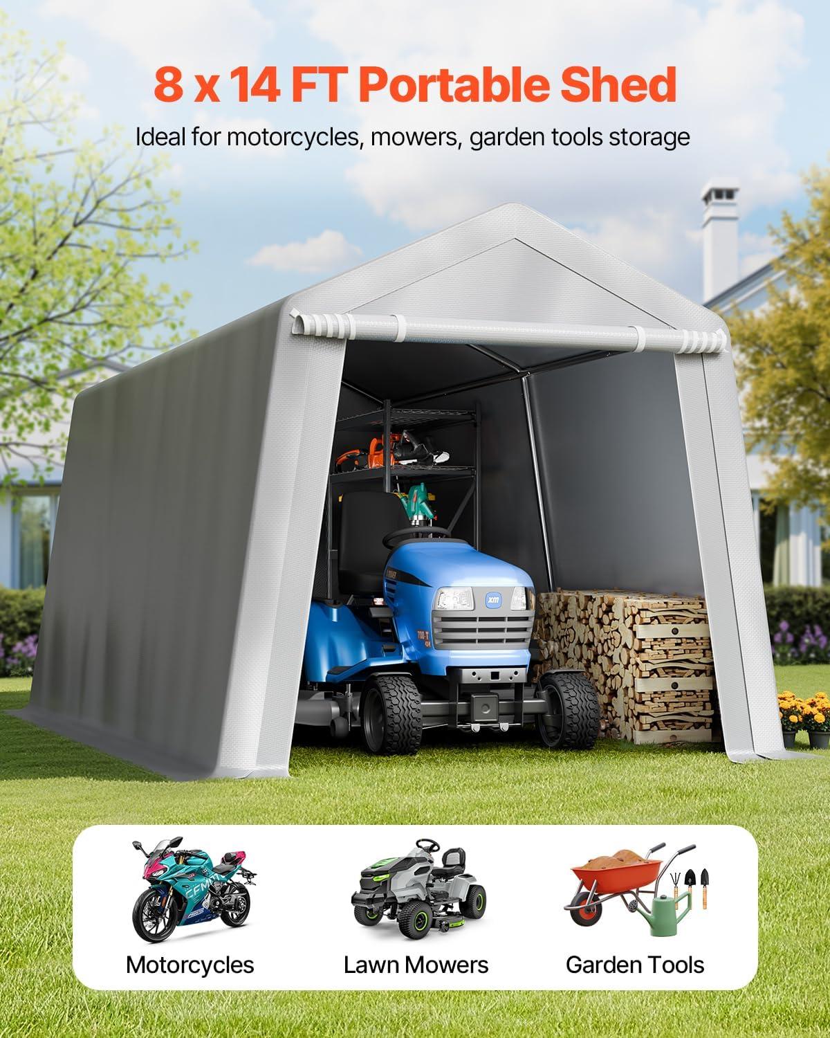 imageVEVOR Upgraded 10x20 FT Heavy Duty Carport Canopy with Rollup Windows AllSeason Portable Garage with Removable Sidewalls ampamp Doors 12 Stakes ampamp 12 Ropes Car Tent for Car Truck Boat EquipmentPE Carport with Sidewall  Gray