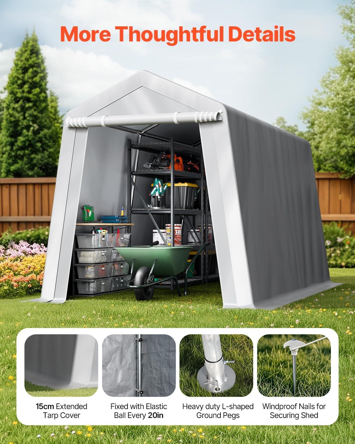 imageVEVOR Upgraded 10x20 FT Heavy Duty Carport Canopy with Rollup Windows AllSeason Portable Garage with Removable Sidewalls ampamp Doors 12 Stakes ampamp 12 Ropes Car Tent for Car Truck Boat EquipmentPE Carport with Sidewall  Gray