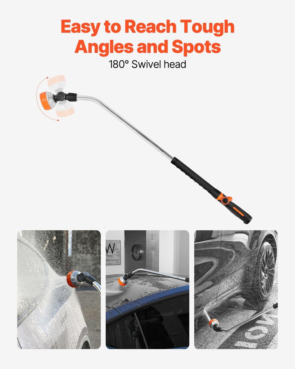 imageVEVOR Watering Wand 36Inch Extra Long Heavy Duty Garden Hose Wand with 8 Spray Patterns ampamp 180 Swivel Head Long Hose Nozzle Sprayer with onoff Thumb Control Ideal for Hanging Baskets36 Inch