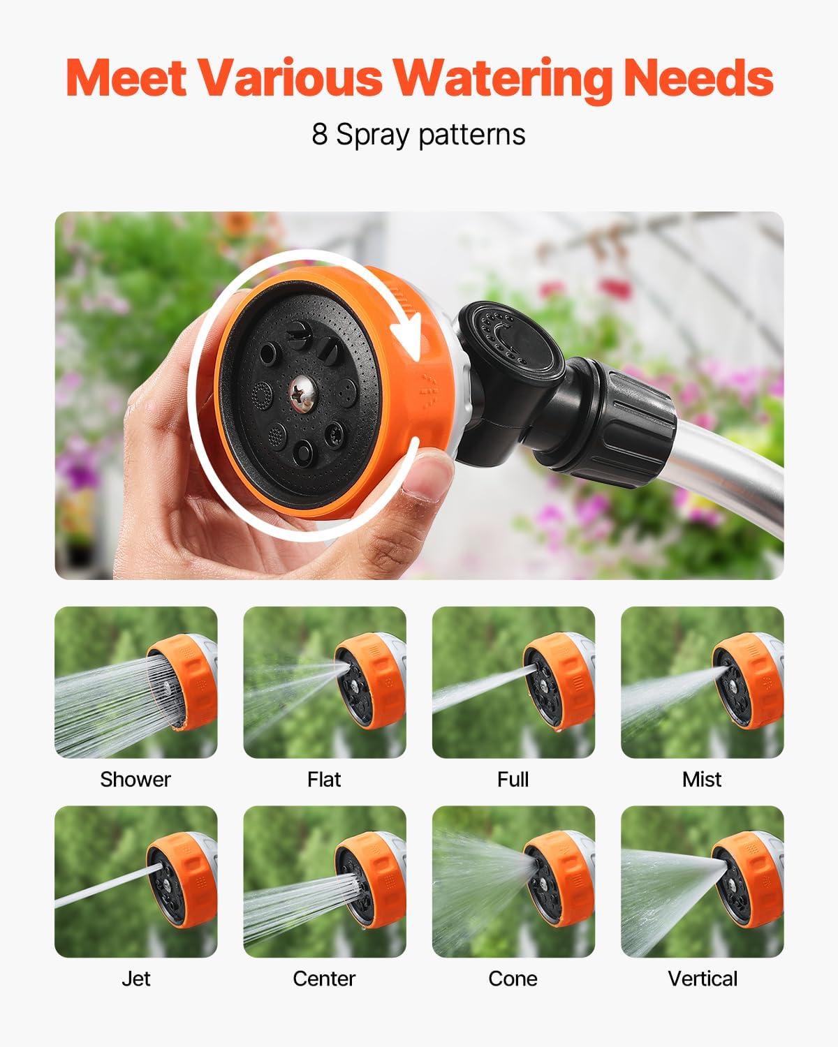 imageVEVOR Watering Wand 36Inch Extra Long Heavy Duty Garden Hose Wand with 8 Spray Patterns ampamp 180 Swivel Head Long Hose Nozzle Sprayer with onoff Thumb Control Ideal for Hanging Baskets15 Inch