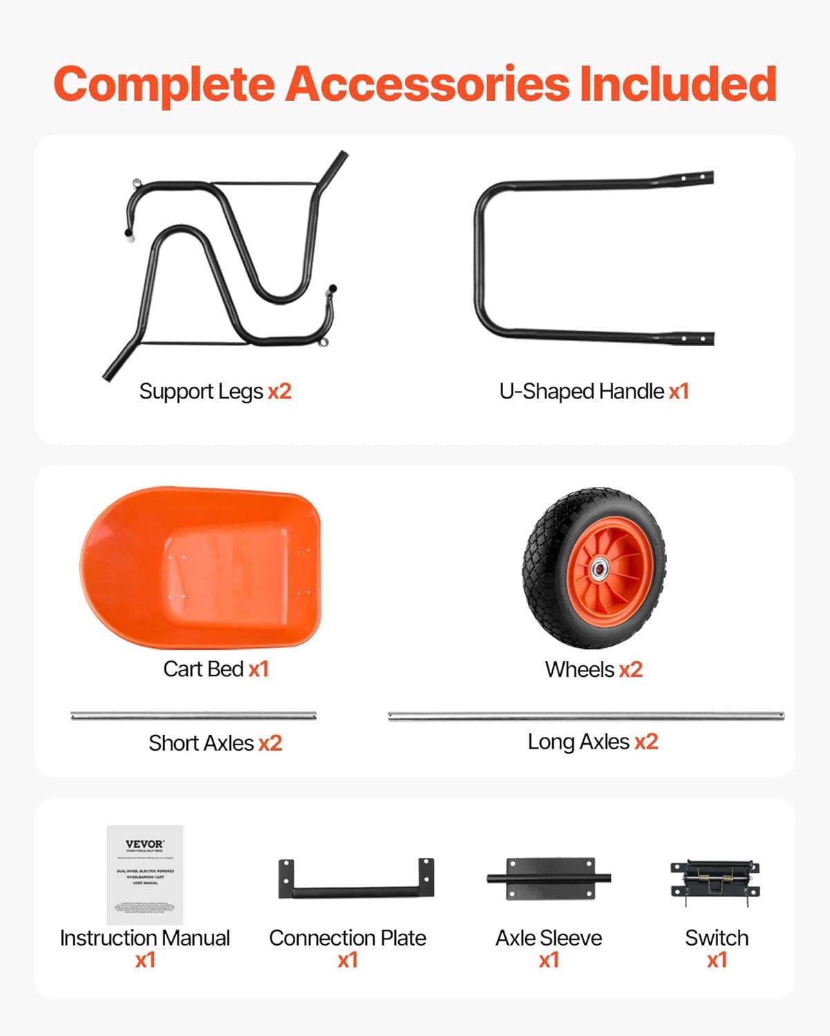 imageVEVOR Wheelbarrow Cart 5 Cu Ft Load ampamp 397 lbs Capacity 2 Wheels Garden Dump Cart Garden Wagon with Handle ampamp 10quot Wide Track Wheels Easy Loading Utility Yard Cart ampamp Wagons for Outdoor Lawn Yard5 Cu Ft Load  397 lbs