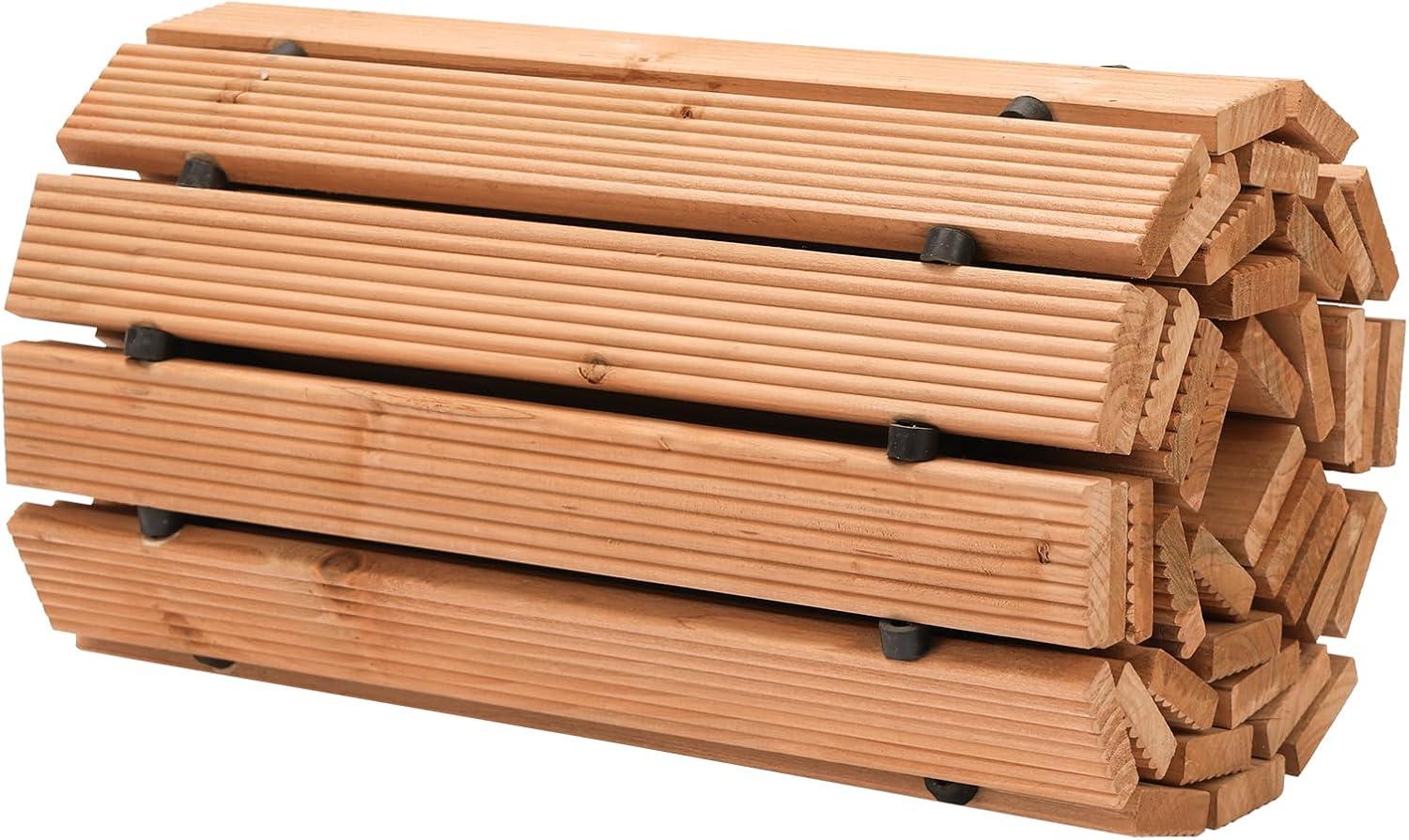 imageVEVOR Wooden Garden Pathway 8 ft L x 17 in W NonSlip Straight Garden Walkway Roll Out Cedar Outdoor Walkway Path with Wire Rope Connection Decorative Garden Paver for Backyard Wedding Party8ft17in